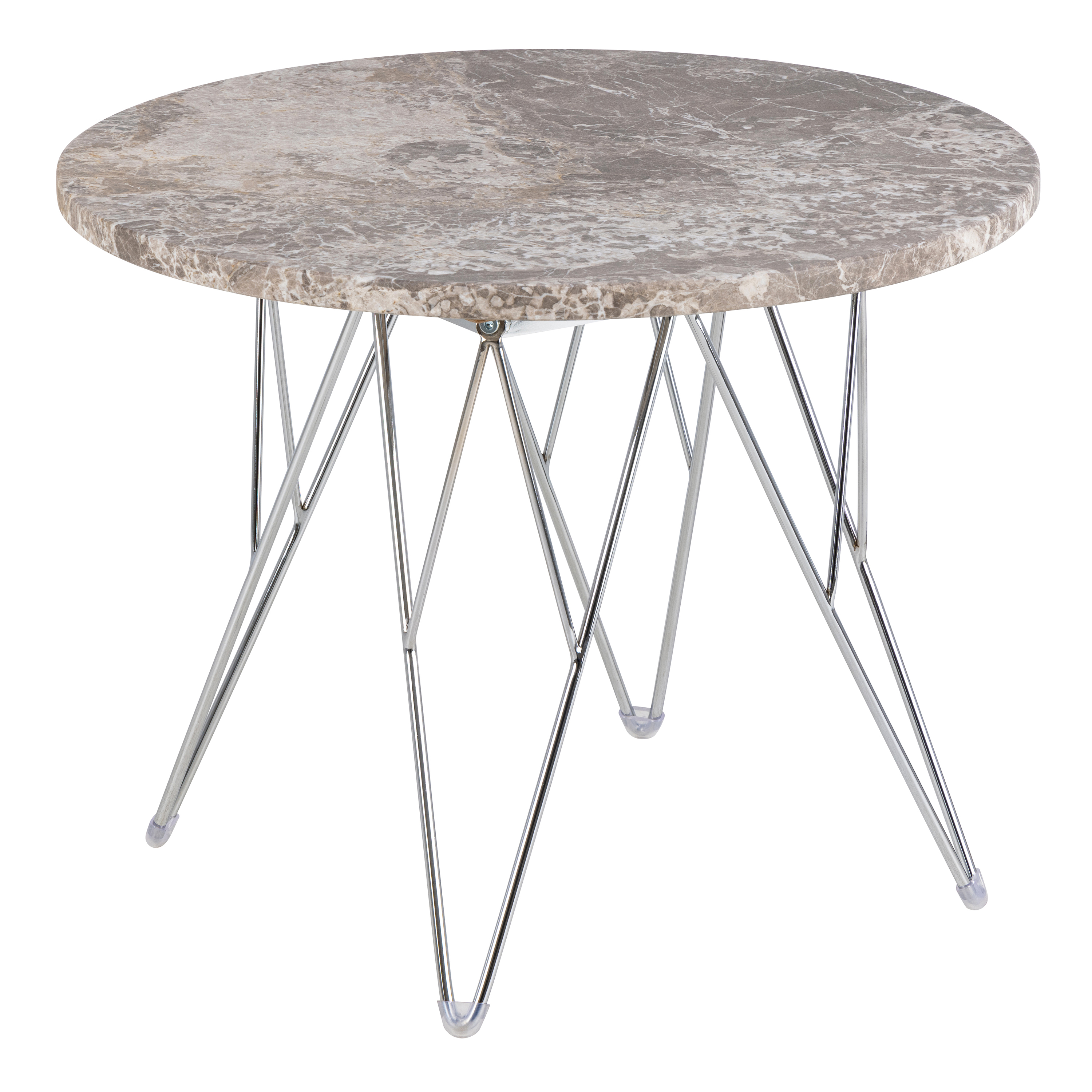 Prunus Round Side Table with Grey-Brown Marble Top - Rosalind Collection