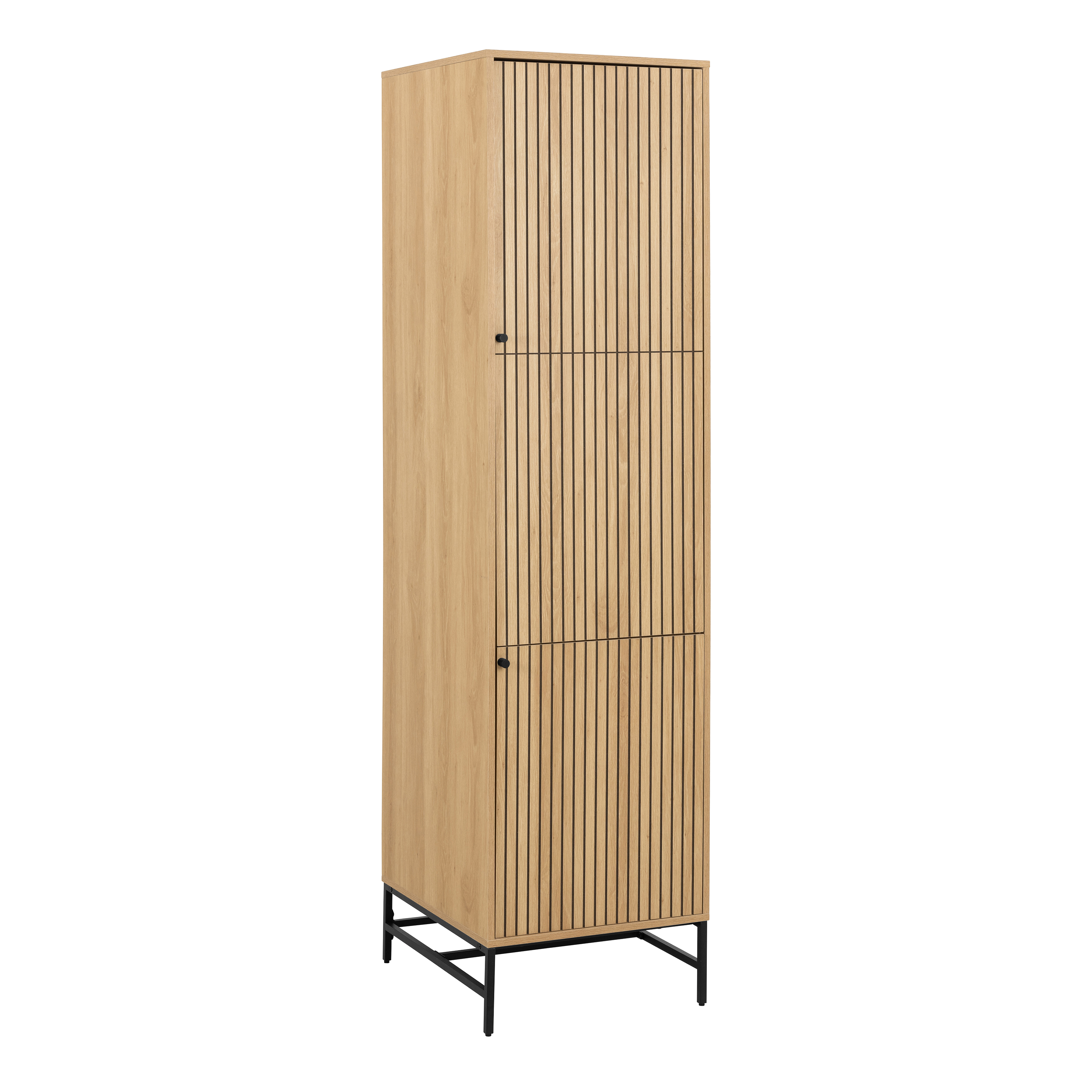 Wardrobe - ARISTA 2 Doors Wardrobe Oak with Black Legs 51cm - Rosalind Collection