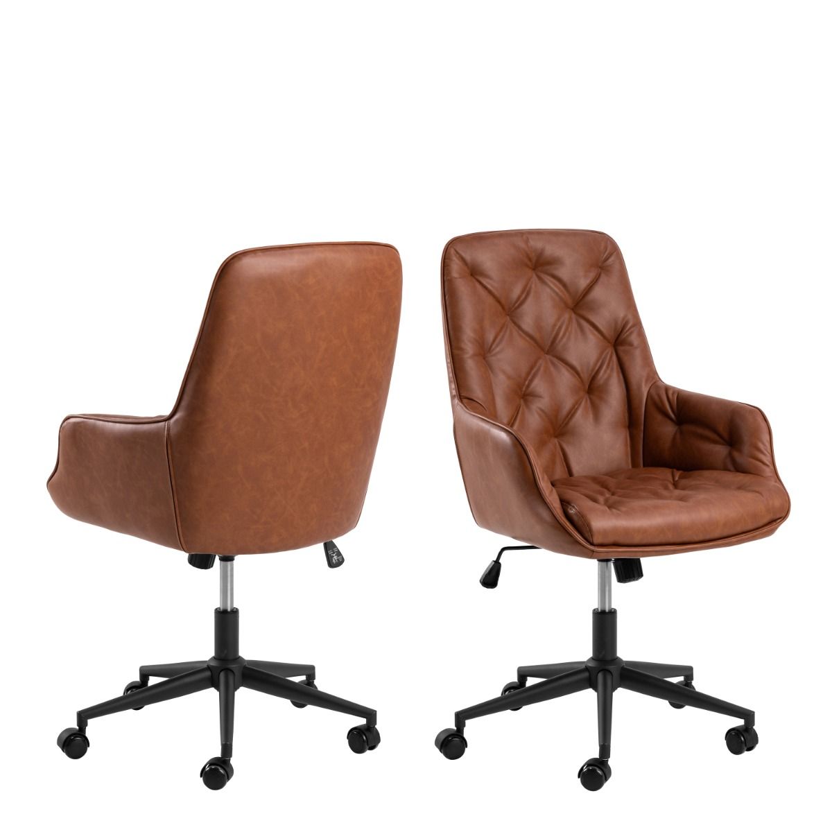ERYVO Gas Lift Desk Chair in Brandy PU - Rosalind Collection