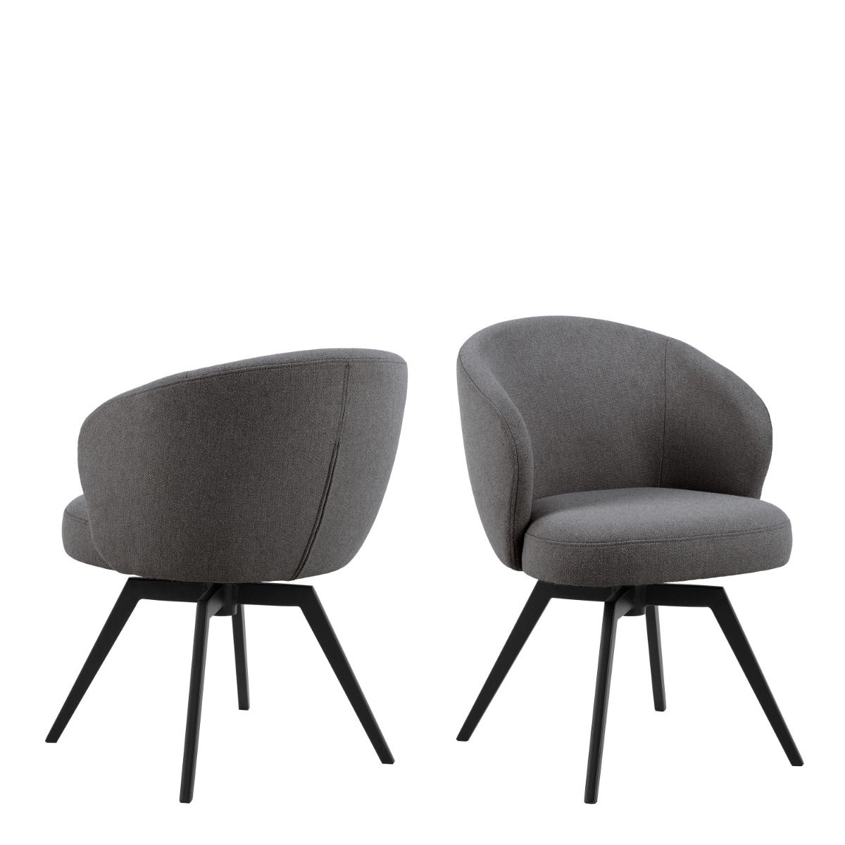 DARELLA Dining Chair with Armrest and Swivel Function in Grey - Rosalind Collection