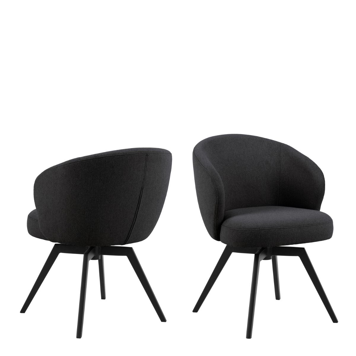 DARELLA Dining Chair with Armrest and Swivel Function in Black - Rosalind Collection