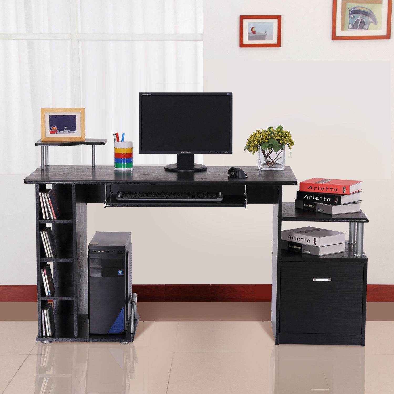 Computer Desk with Drawer Shelves - Home Deals