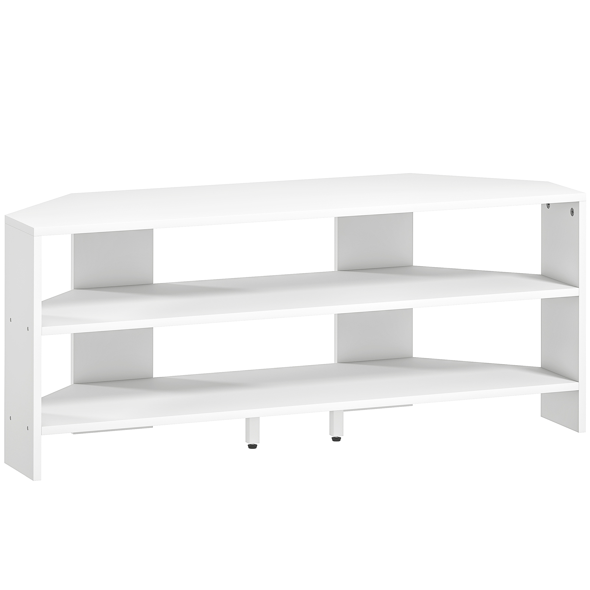 HERON Corner TV Stand with 2 Open Shelves White - Life Essentials