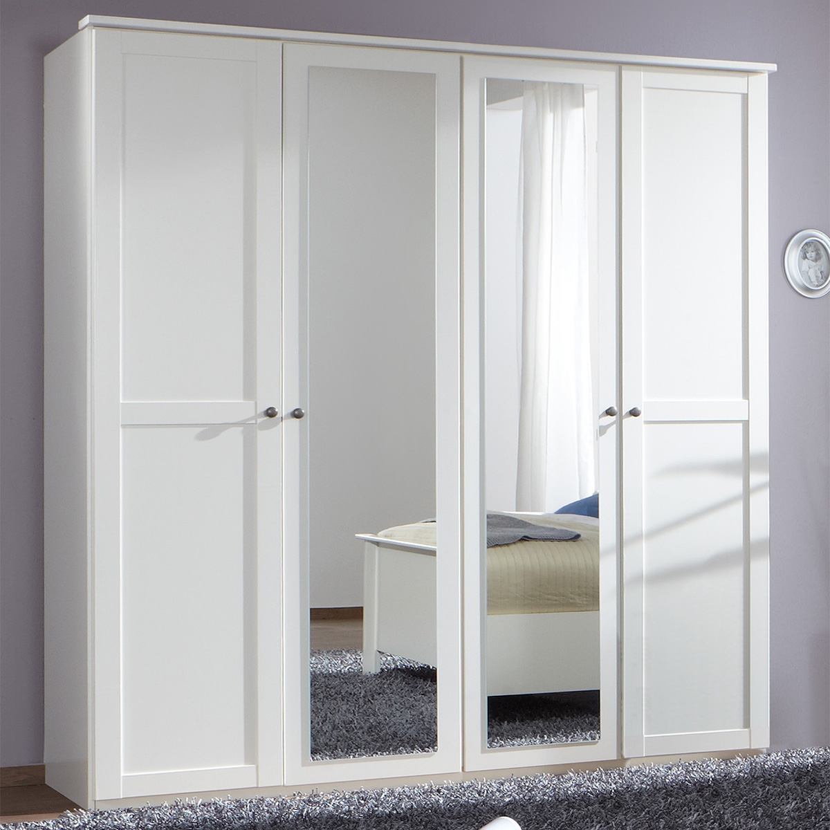 Wardrobe - CONWAY 4 Door Wardrobe White 180cm - Wimex Distribution