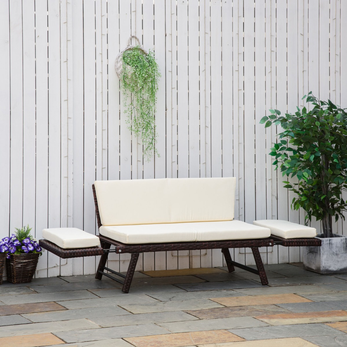 Extendable Garden Rattan 2 in 1 Single Seat with Cushion - Gardens Direct