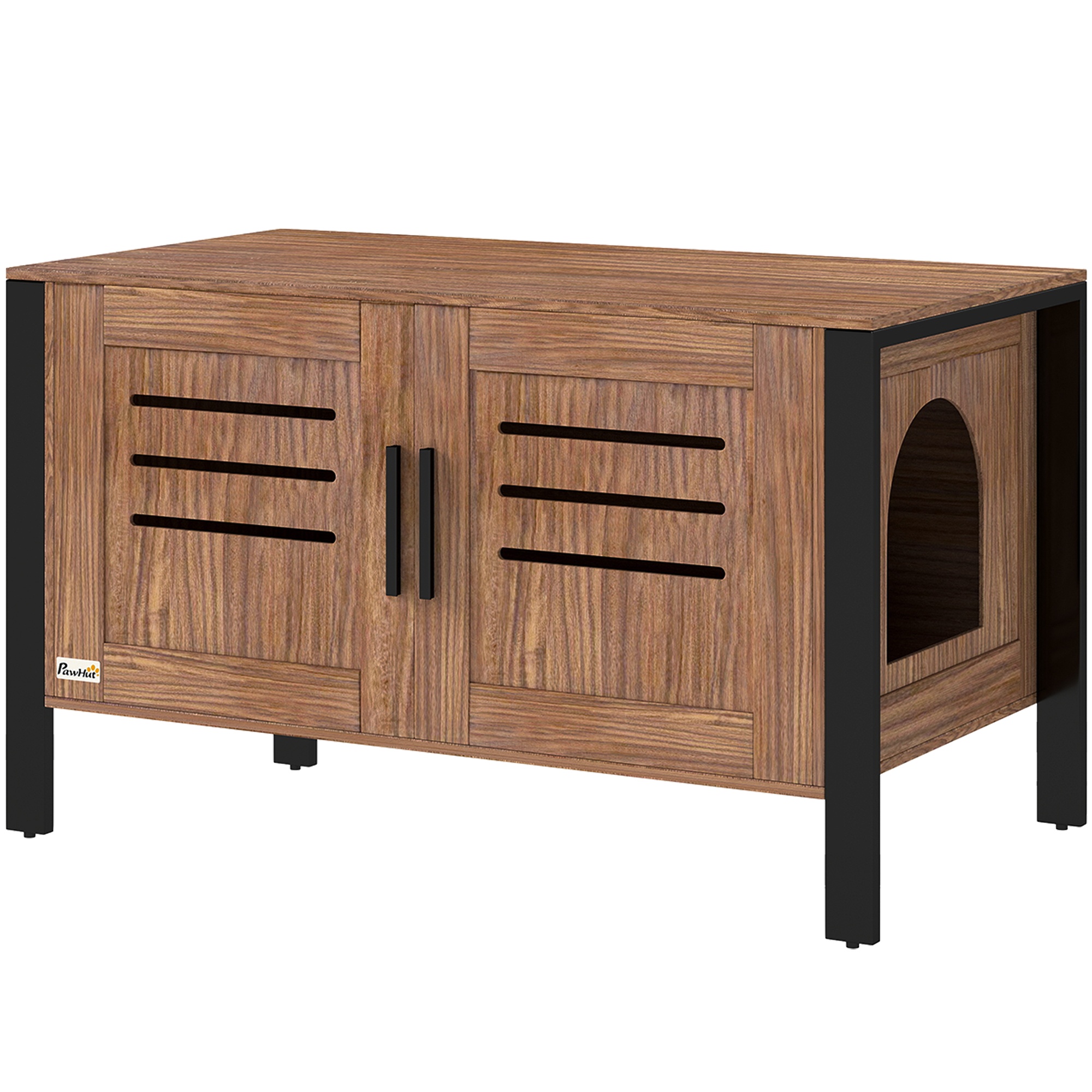 PAWSTER Cat Litter Box Enclosure with Tall Legs Dark Brown - Life Essentials