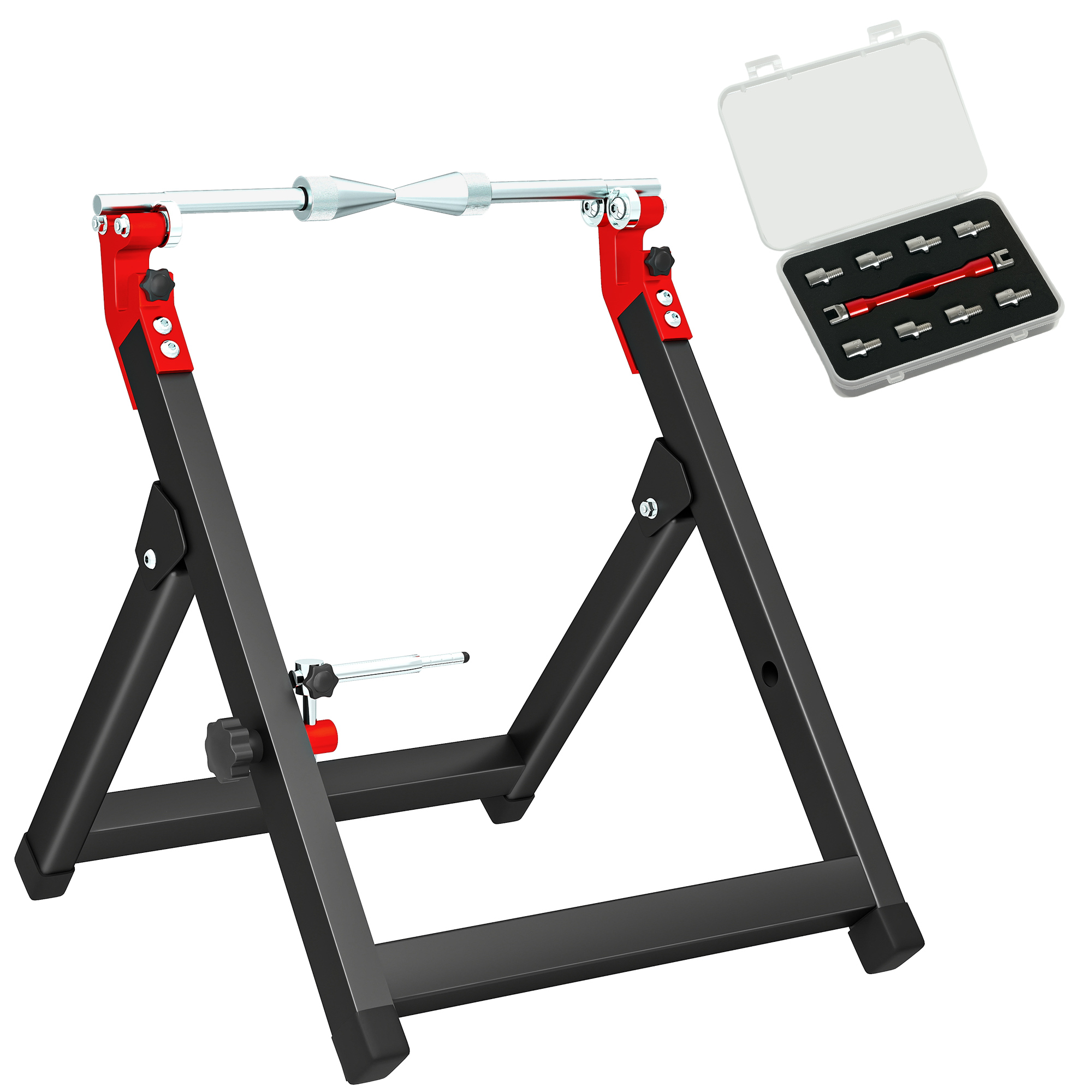 HERON Foldable Motorcycle Wheel Balancer Truing Stand with Spoke Wrench Black - Life Essentials