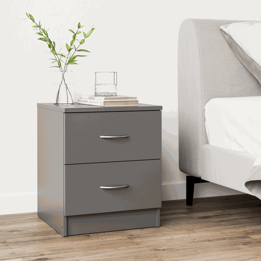 AYSFORD 2 Drawer Bedside Table - Grey - Avellino & Wells
