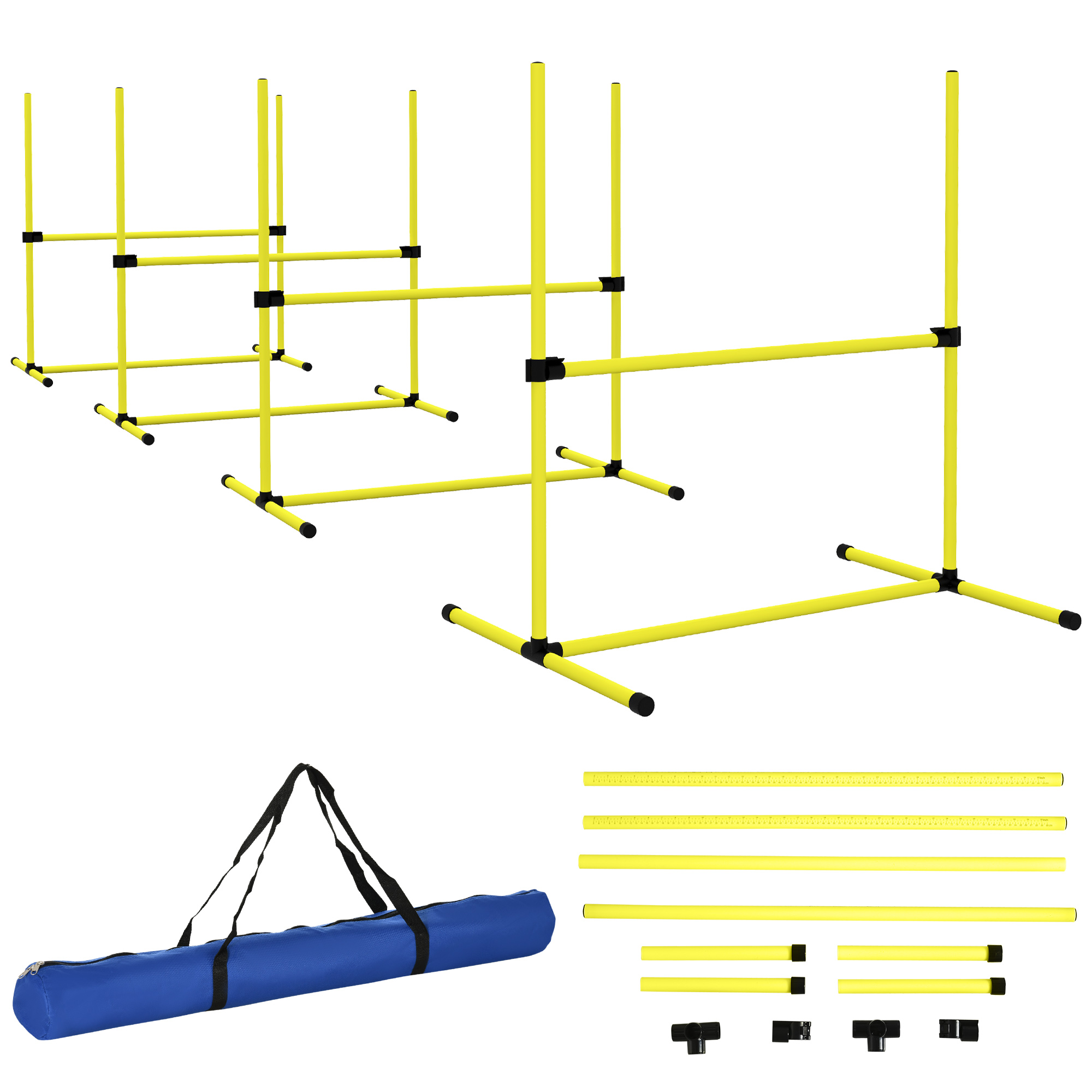 PAWSTER Dog Agility Training Equipment Adjustable Height Jumps Yellow - Life Essentials