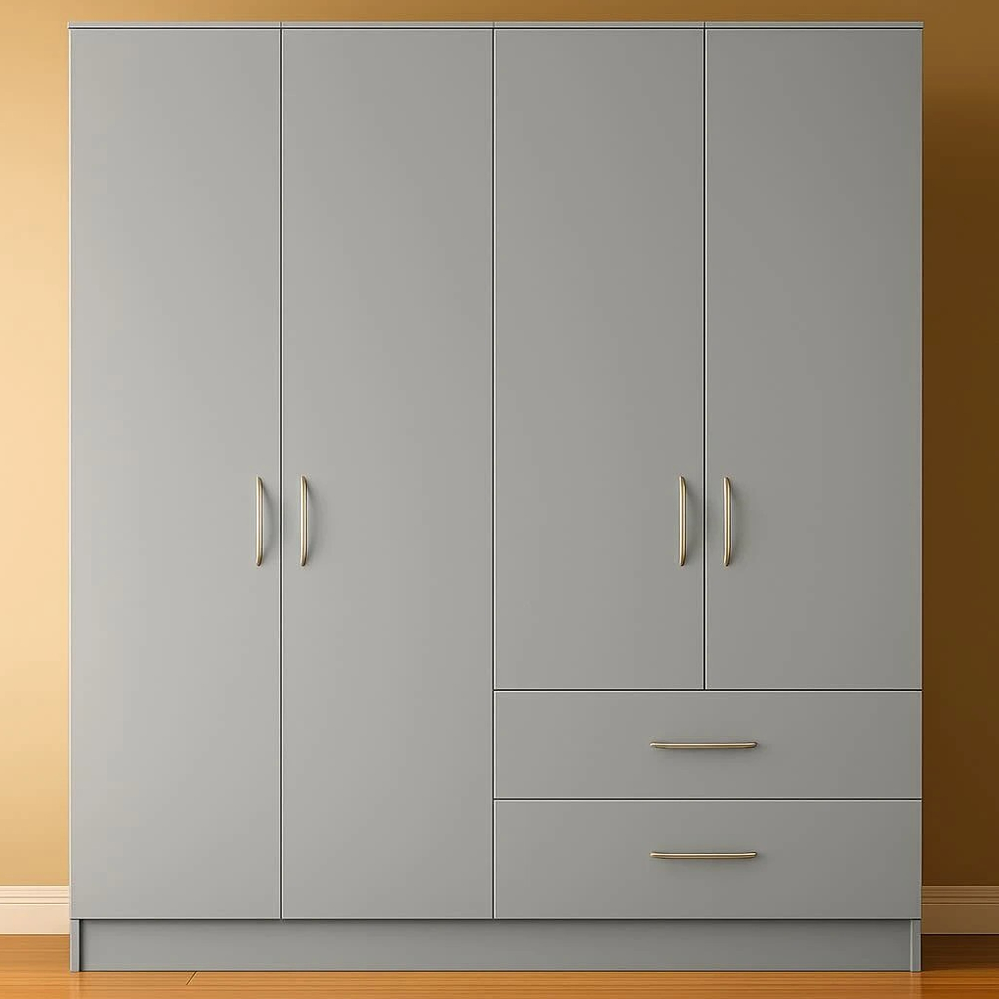 VIANNA 4 Door Wardrobe with 2 Drawers Grey - 160cm - Wimex Distribution