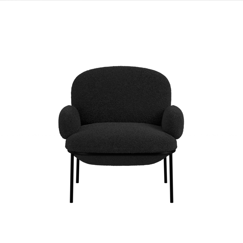 ARONKA Sherpa Fabric Armchair - Black - Leeds Plywood