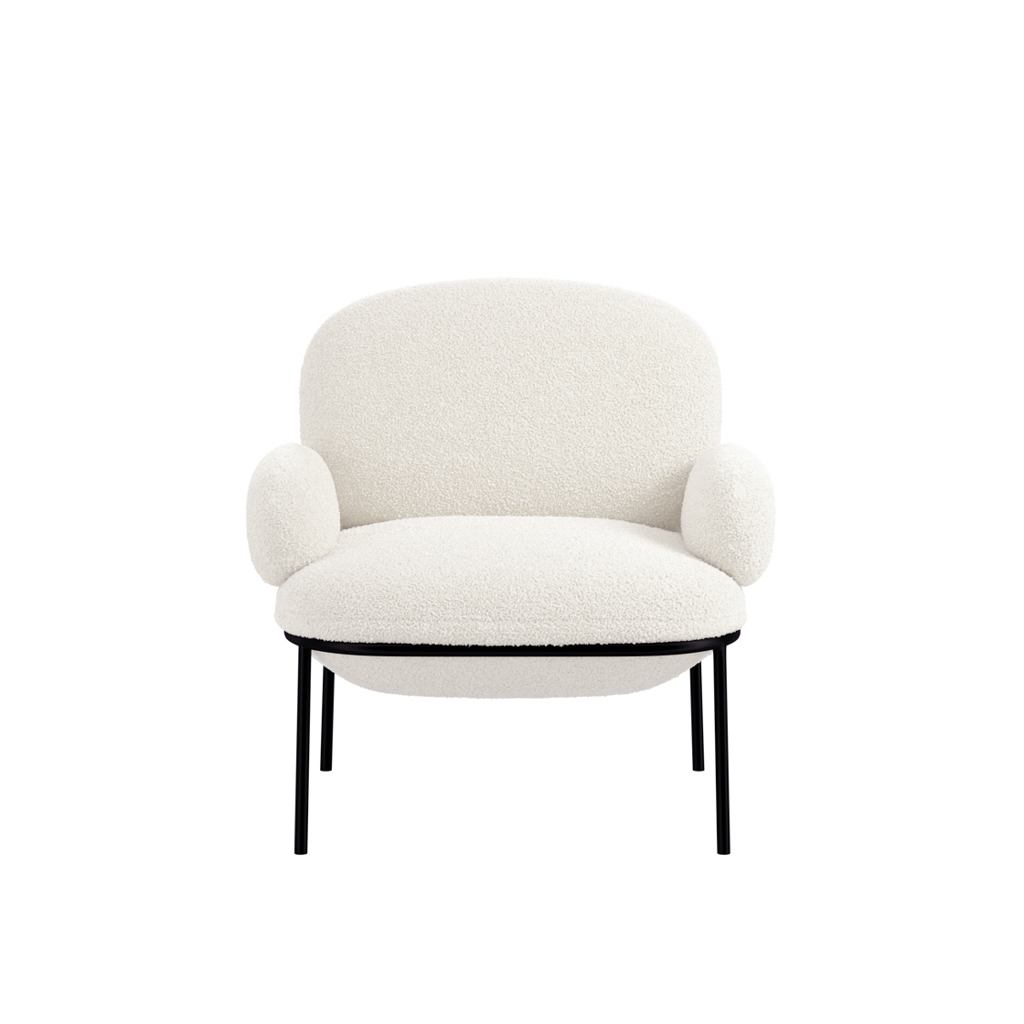 ARONKA Sherpa Fabric Armchair - Ivory - Leeds Plywood