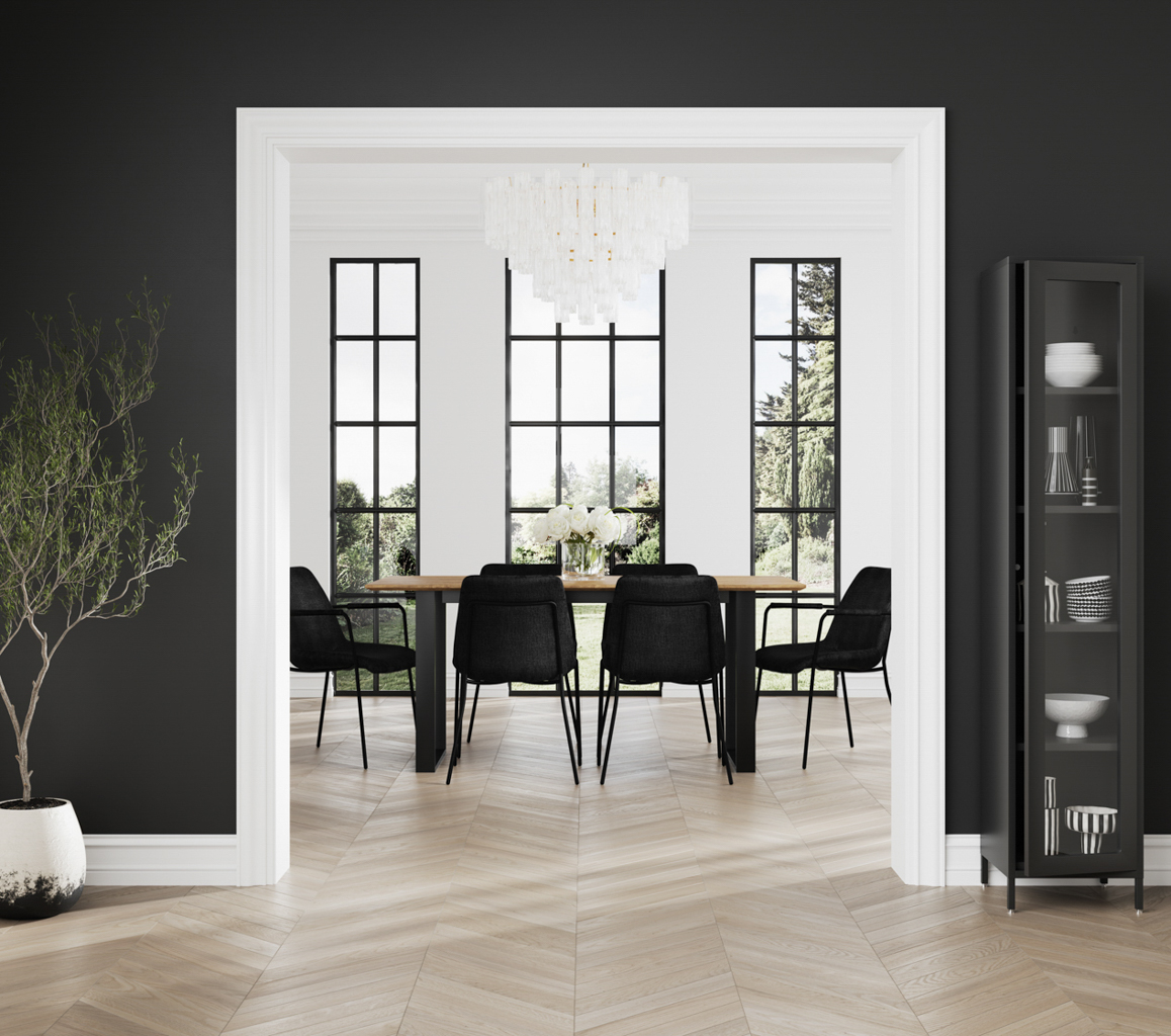 CARVEN Velvet Dining Chair with Arms Set of 2 - Black - Leeds Plywood