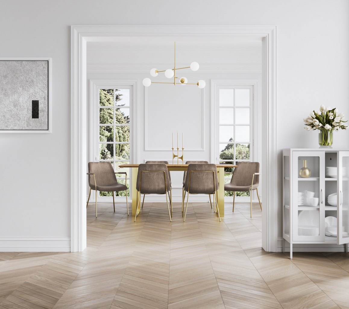 CARVEN Velvet Dining Chair with Arms Set of 2 - Taupe and Gold - Leeds Plywood