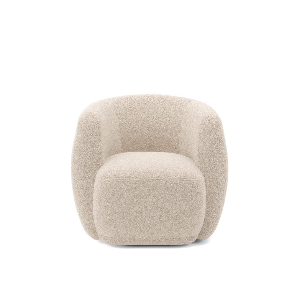 CLAVEN Sherpa Fabric Tub Chair - Beige - Leeds Plywood