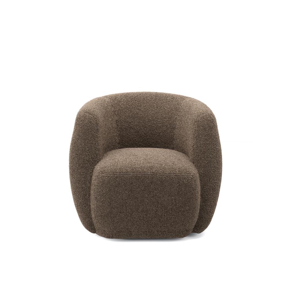 CLAVEN Sherpa Fabric Tub Chair - Brown - Leeds Plywood