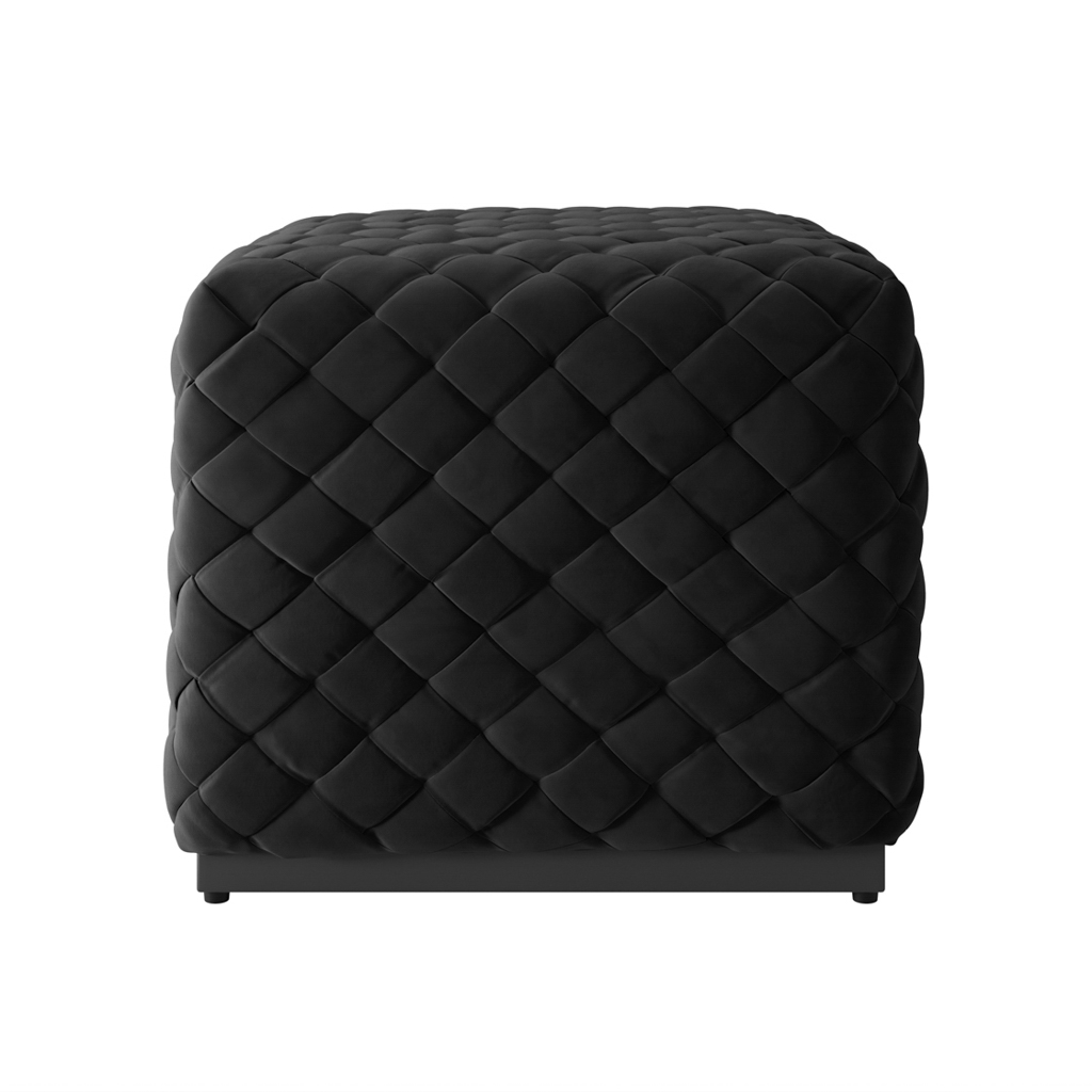 NHLINE Velvet Footstool Small - Black - Leeds Plywood