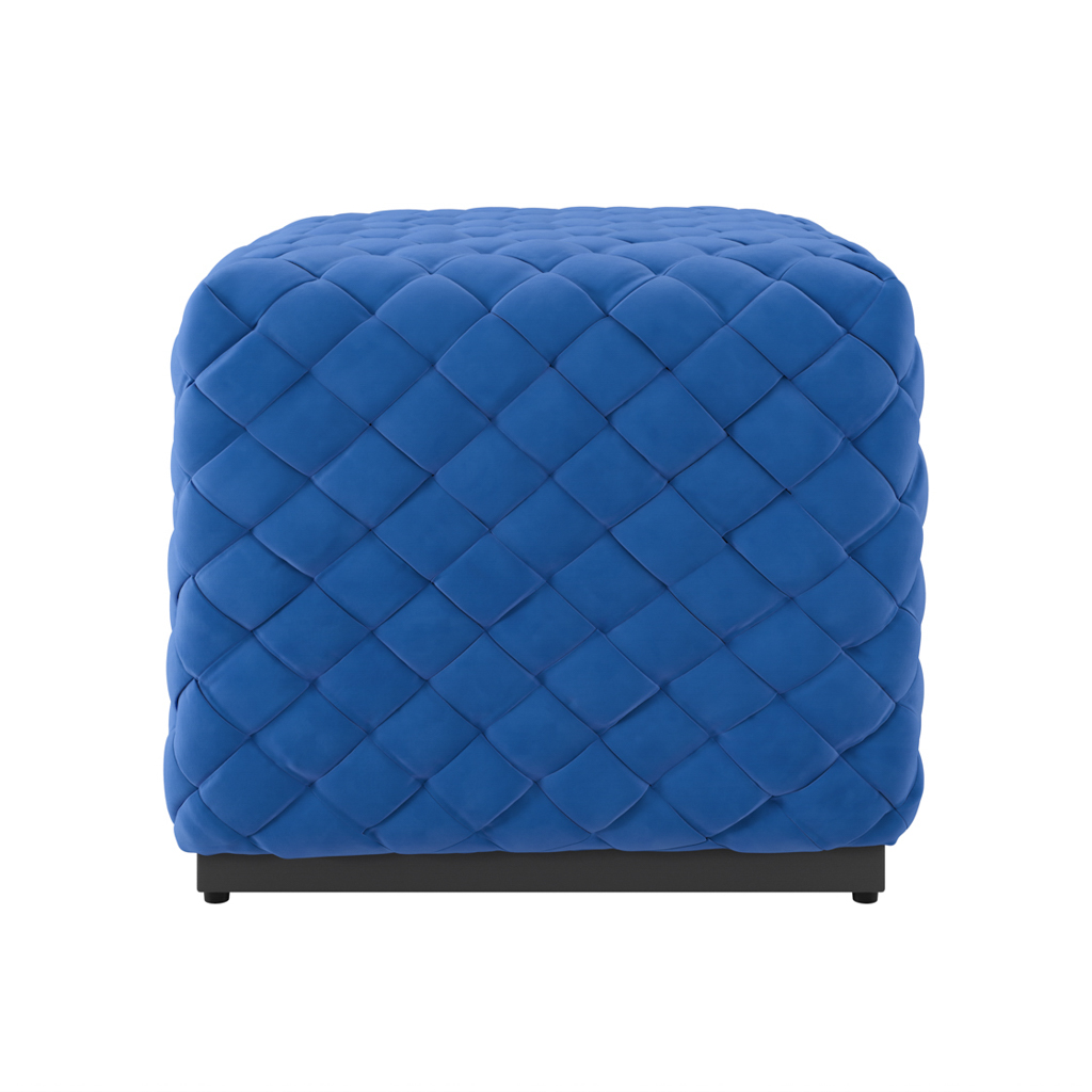 NHLINE Velvet Footstool Small - Blue - Leeds Plywood
