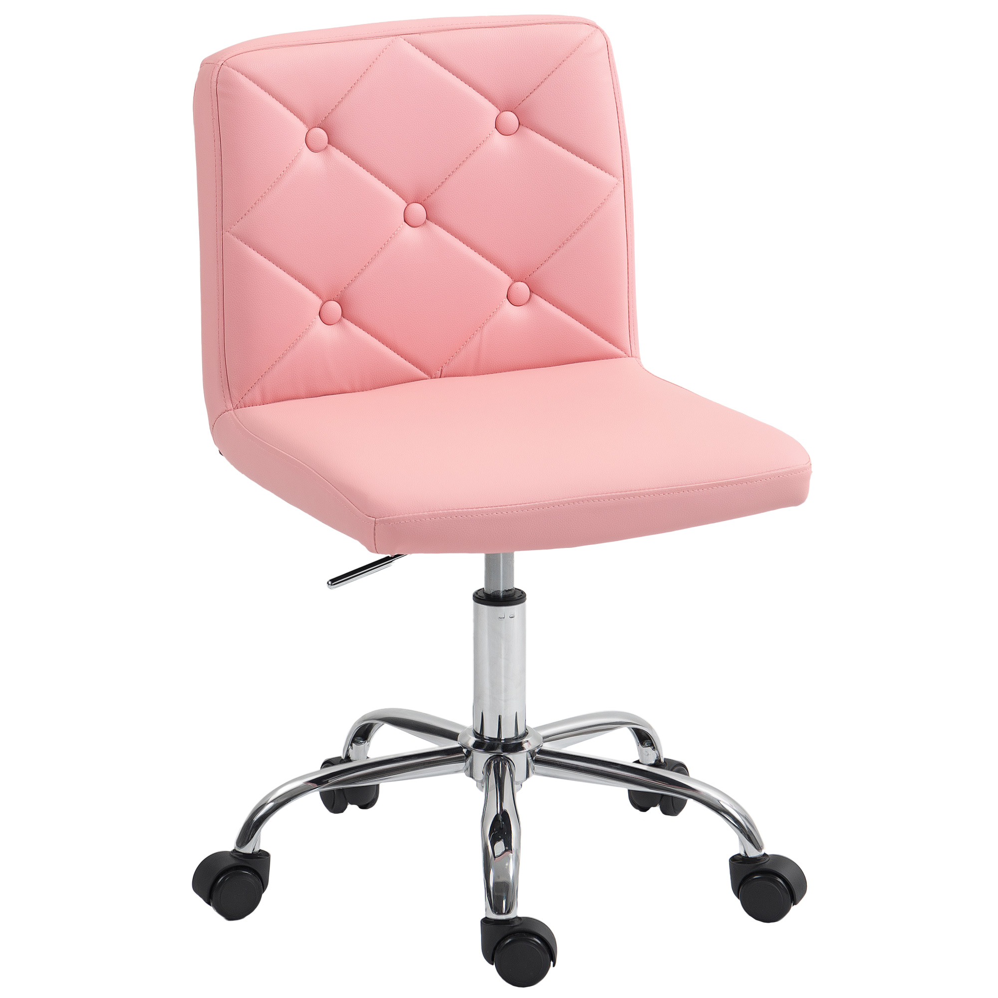 HERON PU Leather Armless Office Chair Modern Vanity Computer Pink - Life Essentials