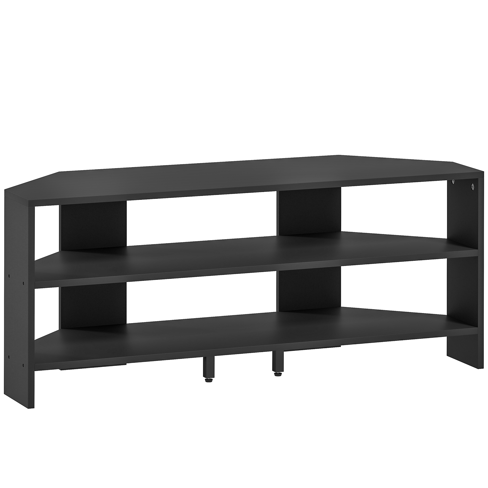 HERON Corner TV Stand with 2 Open Shelves Black - Life Essentials
