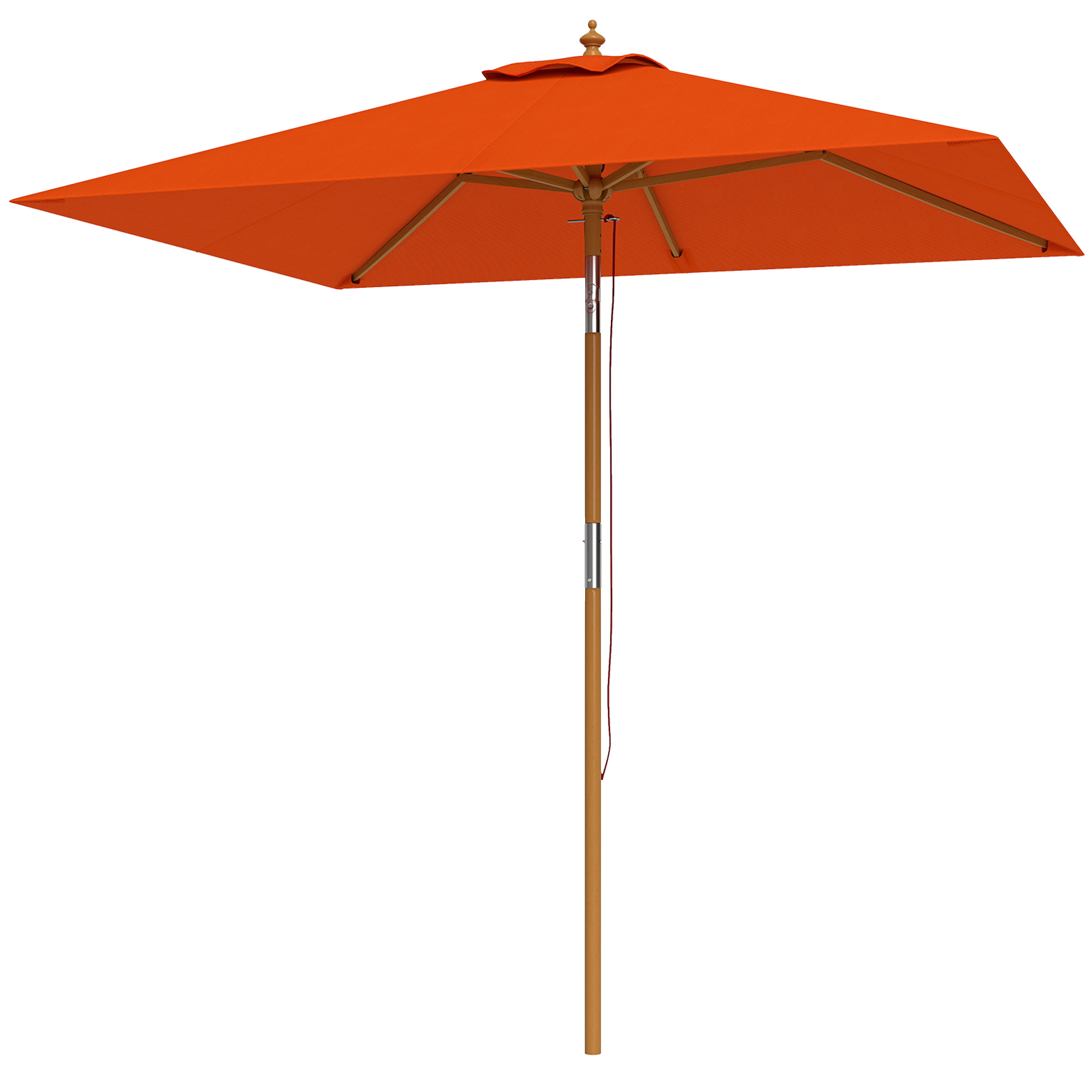 SUNVISTA 2m Tilting Wooden Pole Parasol Orange - Life Essentials