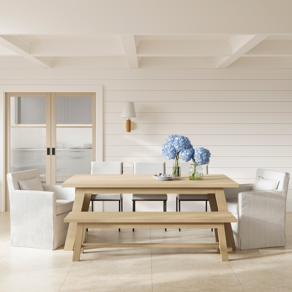 CALDER Wooden Dining Bench - Latte - Leeds Plywood