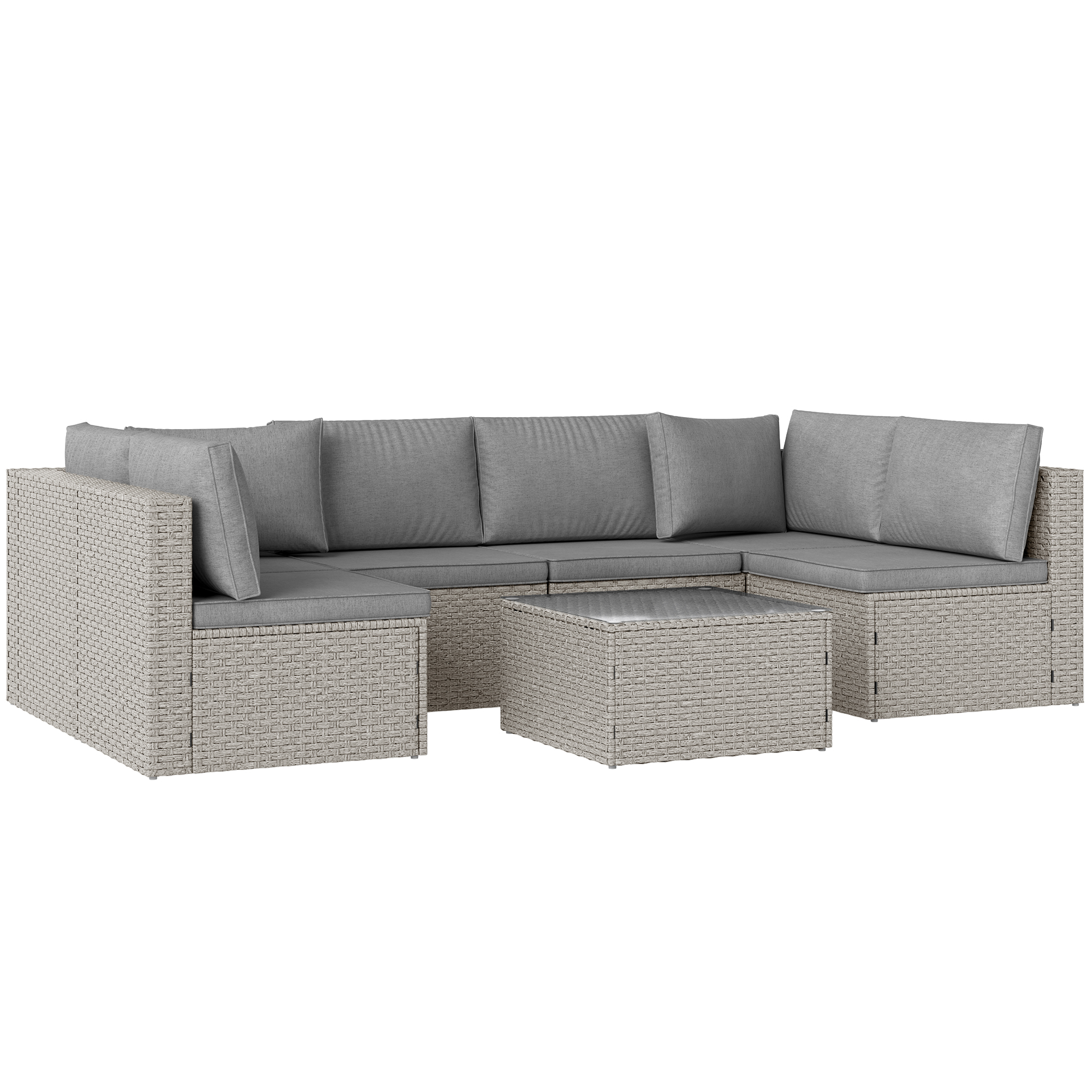 SUNVISTA Seven Piece Modular Rattan Set Grey - Life Essentials