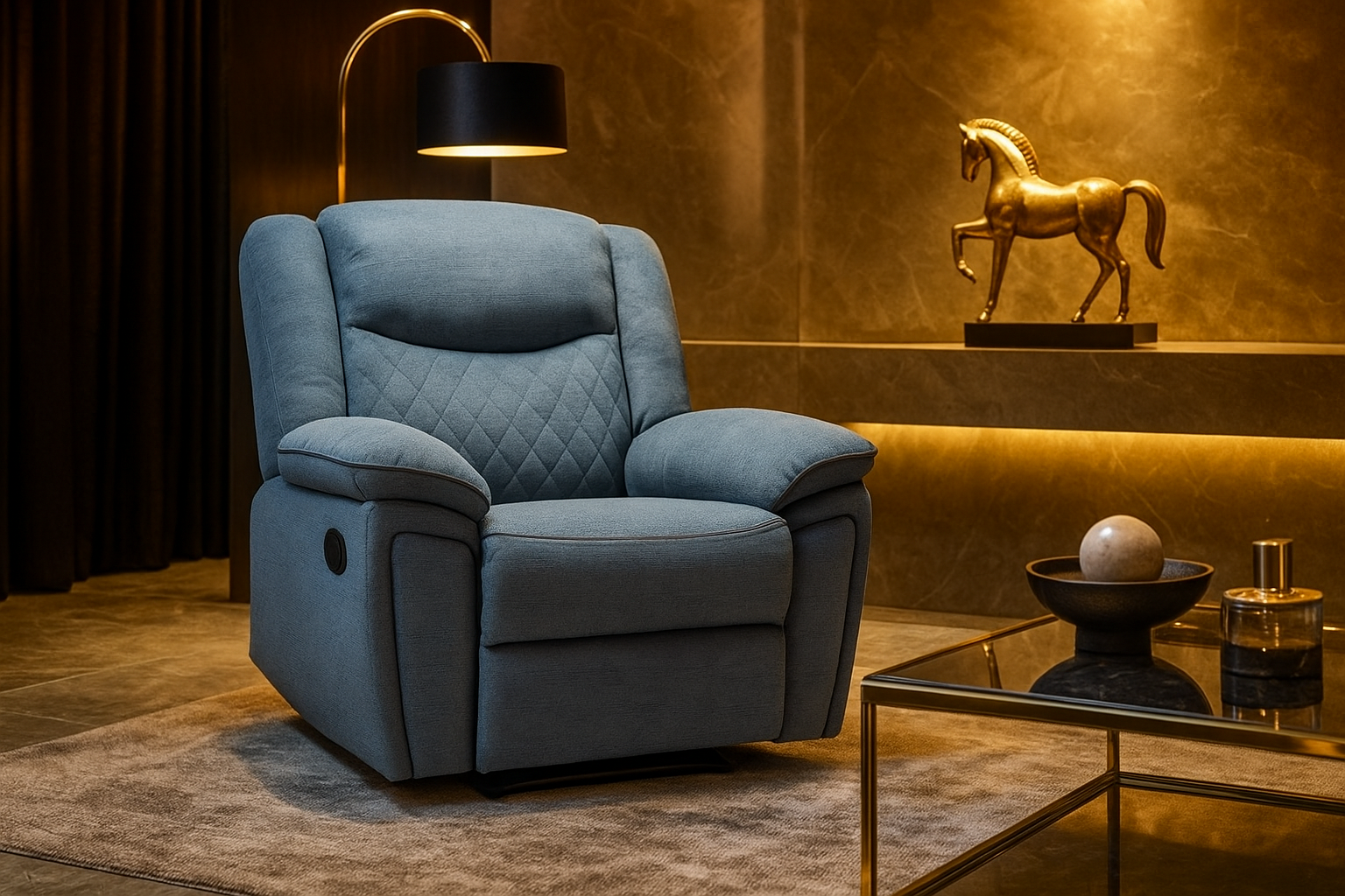 ELMYRA Fabric Single Recliner Sofa - Grey - Sofa So Good