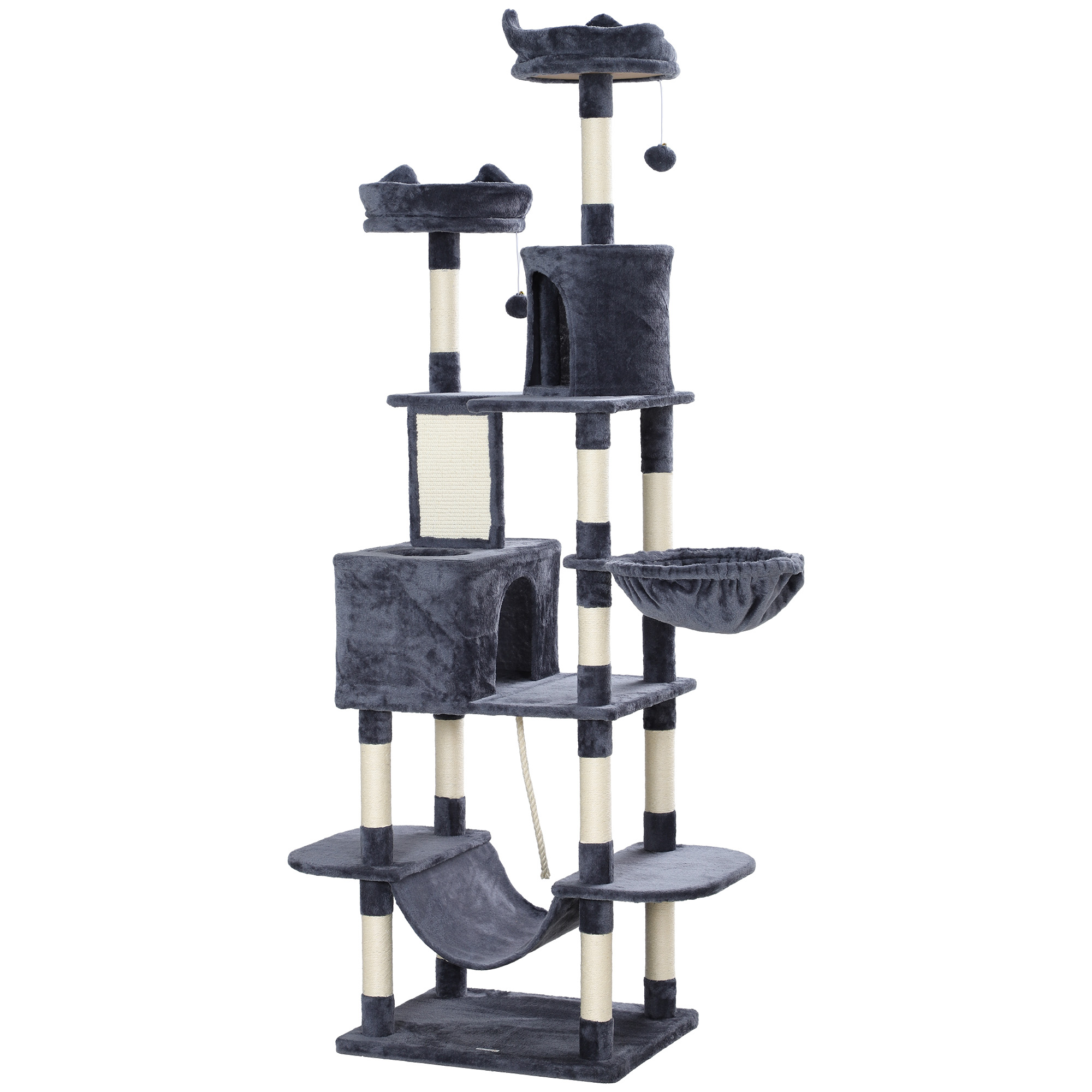 PAWSTER Cat Tree Multi Level Cat Tower Dark Grey - Life Essentials