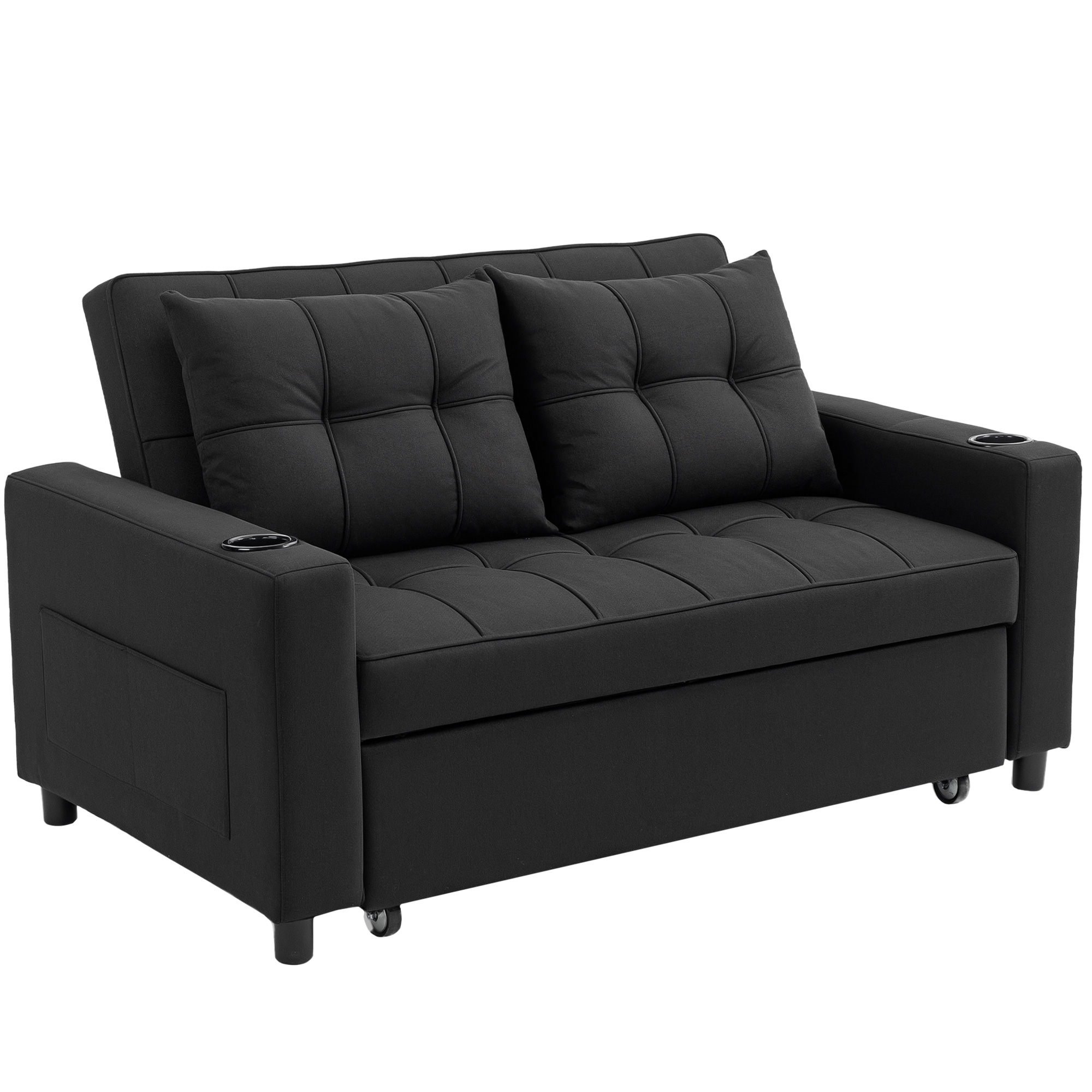 HERON Two Seater Pull Out Sofa Bed Black - Life Essentials