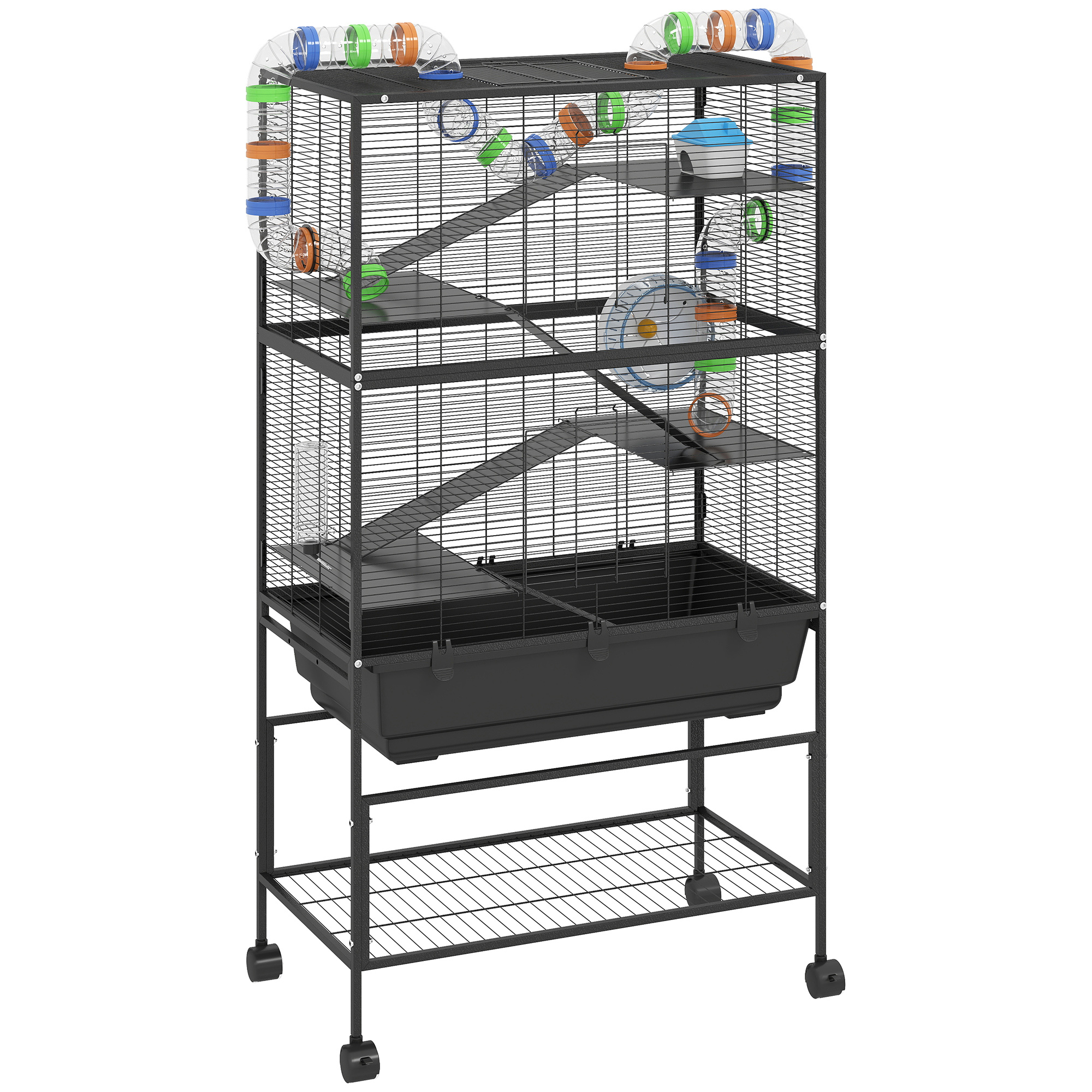 PAWSTER Large Hamster Cage 5 Tier with Storage Shelf - Life Essentials
