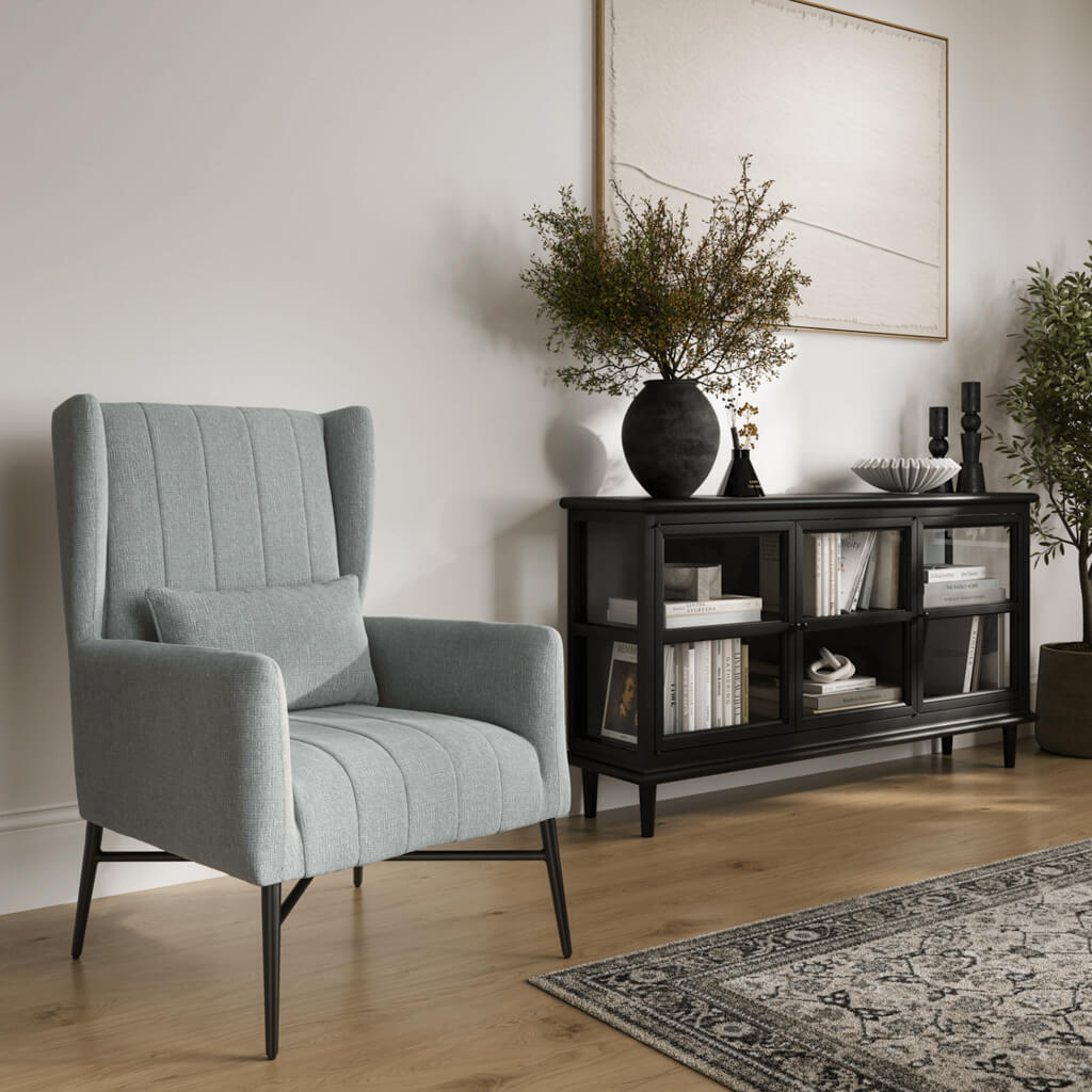 HENRIX Fabric Armchair - Seafoam - Leeds Plywood