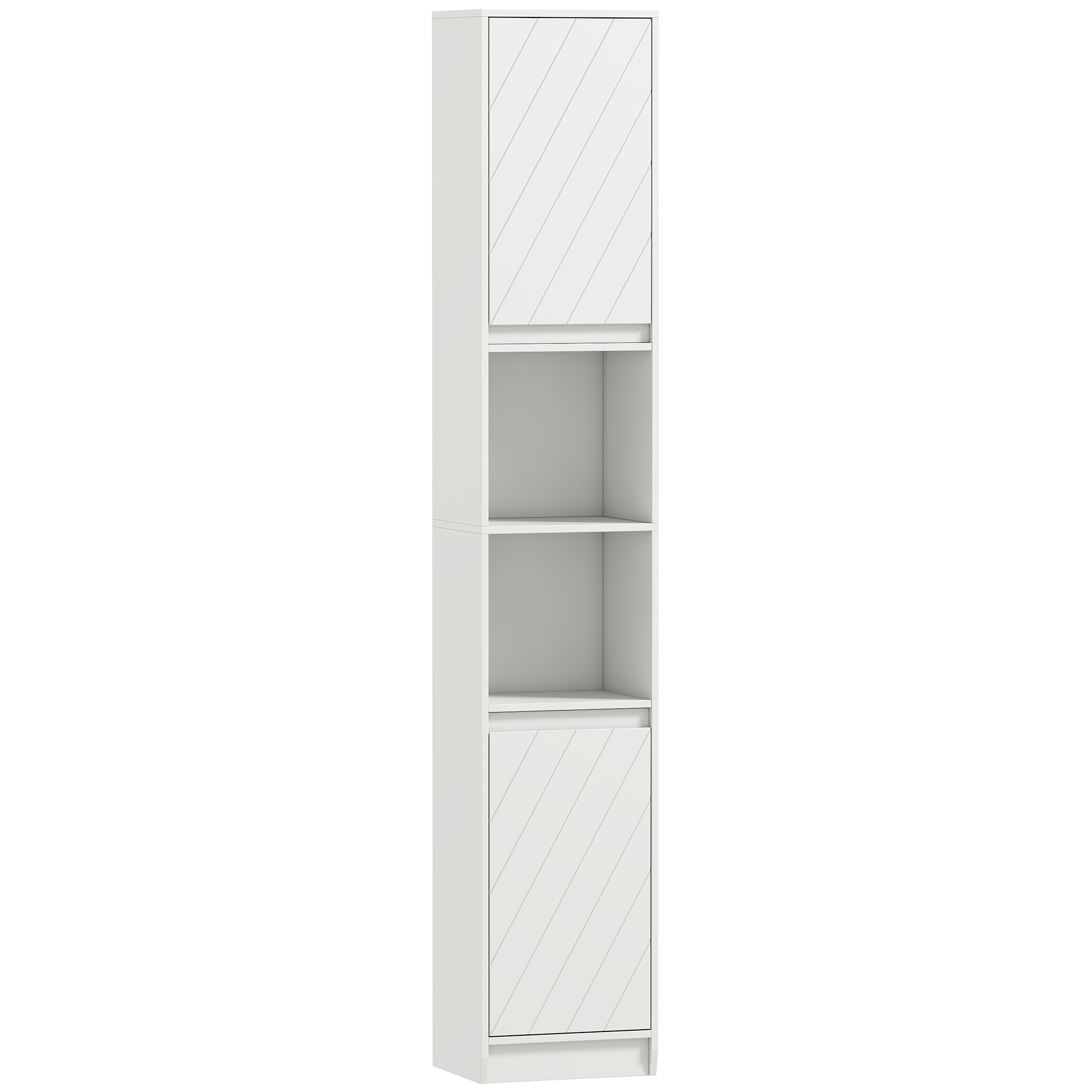 HERON Narrow Bathroom Cabinet 30x24x170cm Adjustable Shelves White - Life Essentials