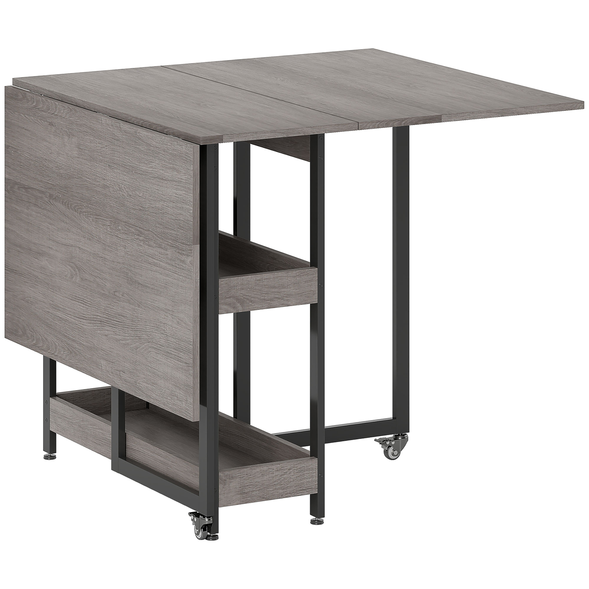 HERON Industrial Folding Dining Table Drop Leaf Table Grey - Life Essentials