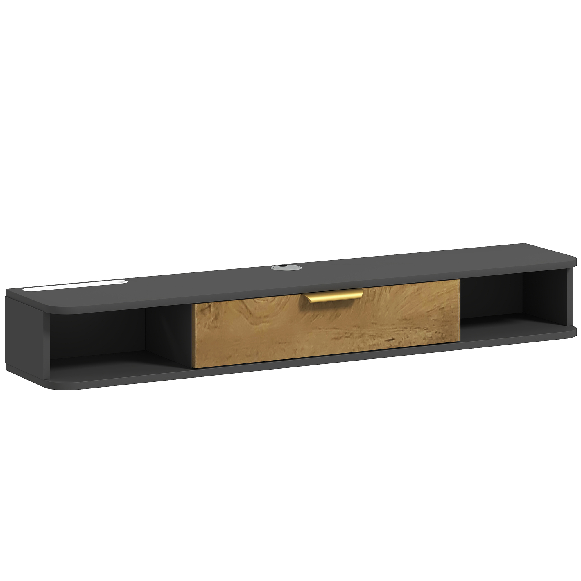 HERON 120 cm Floating TV Stand with Storage Charcoal Grey - Life Essentials