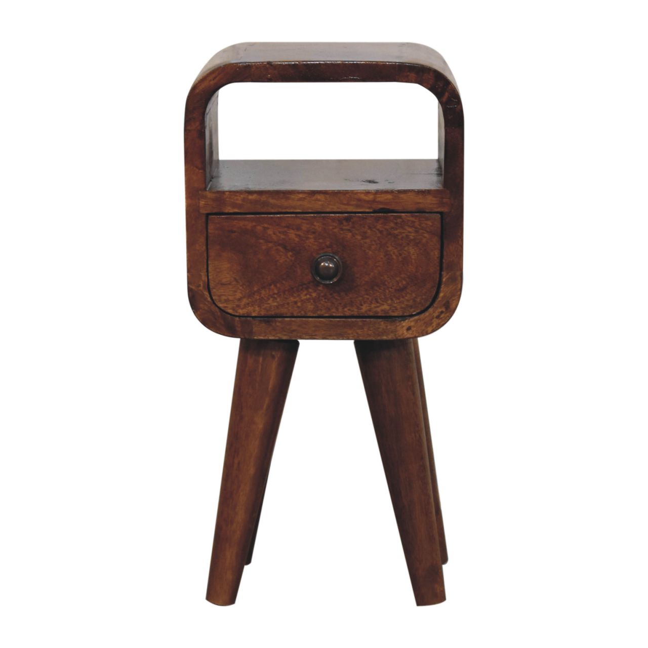 CROMER Extra Mini Chestnut Curve Open Slot Bedside - Beasley & Sons