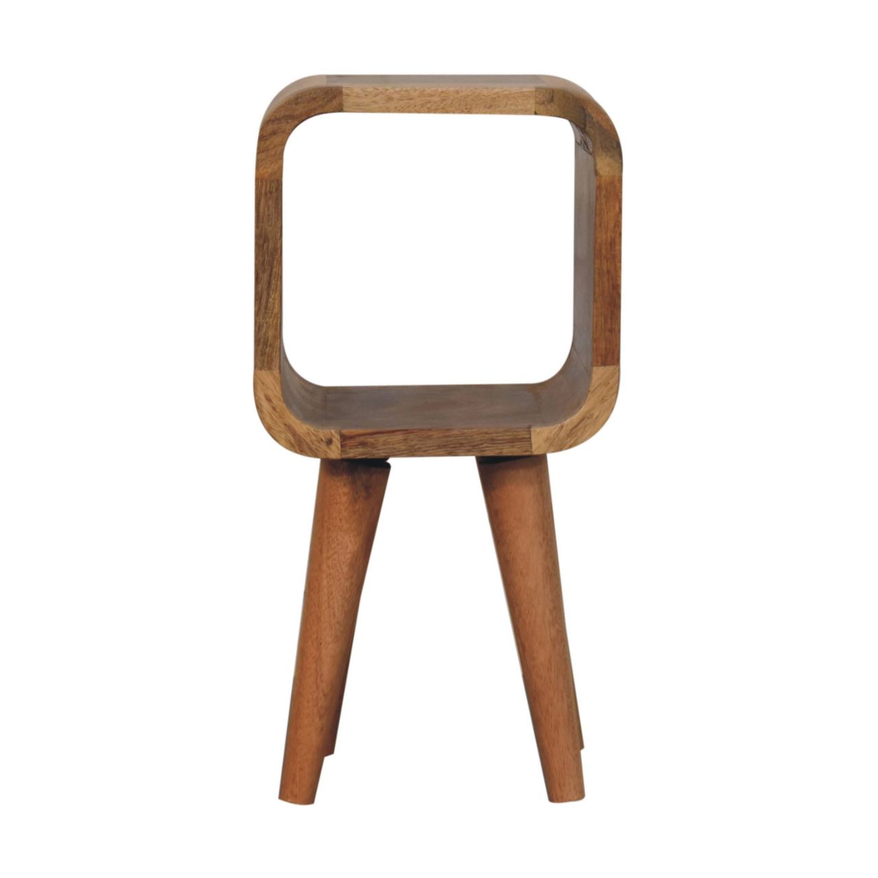 CROMER Extra Mini Minimalist Open Curved Oak-ish Bedside - Beasley & Sons
