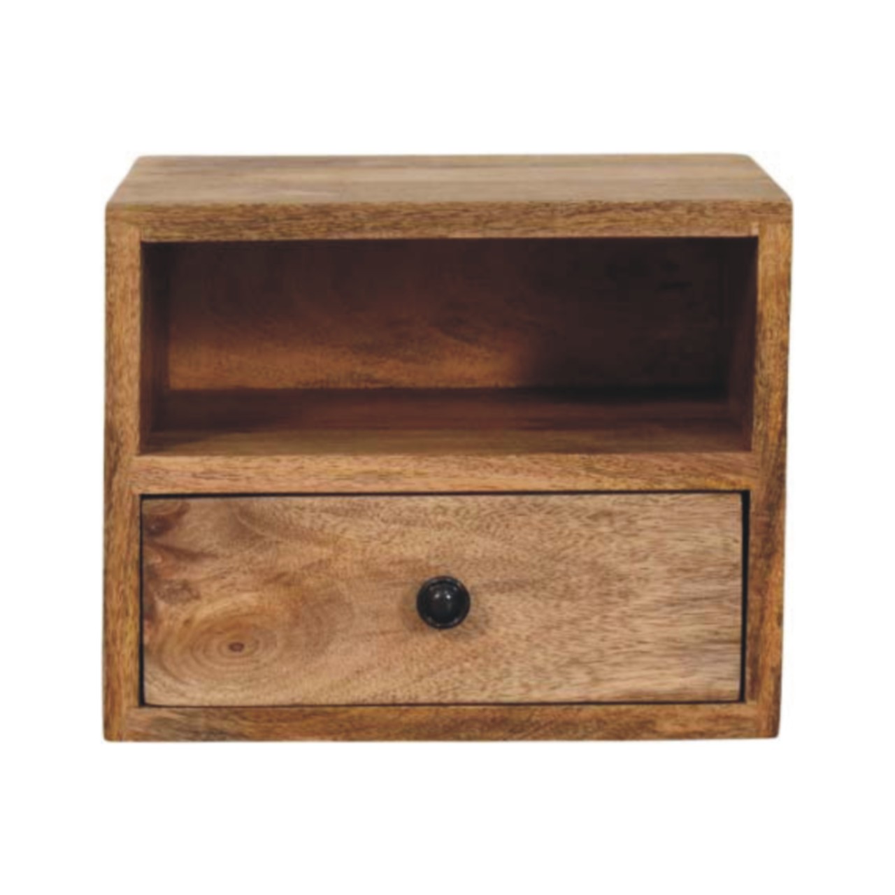ASSISI 1-Drawer Oak-ish Wall Mounted Nightstand, Ready Assembled - Beasley & Sons