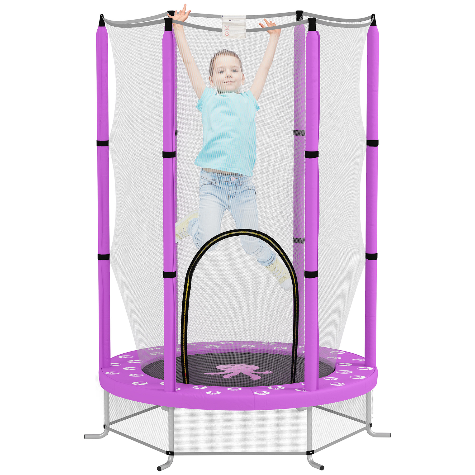 AIVAGO 4.6ft Toddler Trampoline w, Safety Enclosure Net Purple - Life Essentials