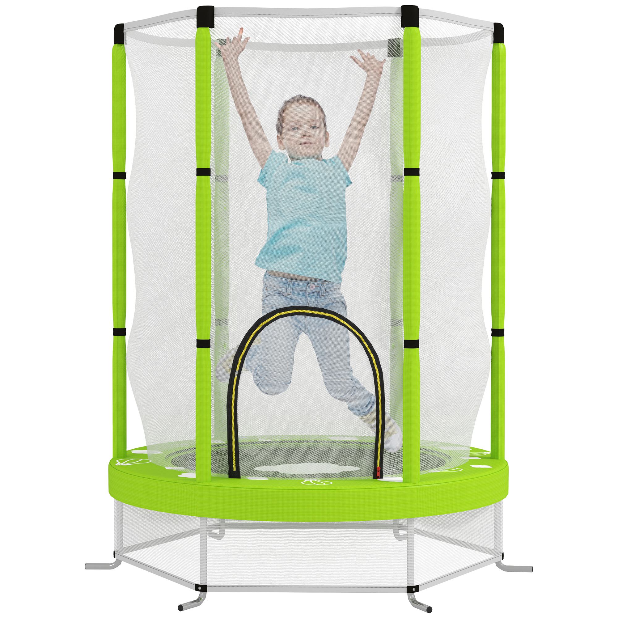 AIVAGO 4.6ft Toddler Trampoline w, Safety Enclosure Net Green - Life Essentials