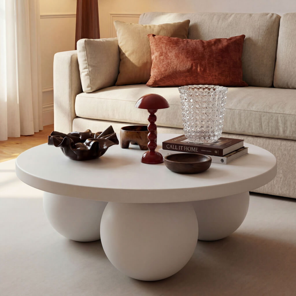 KENVORA Bendcrete Coffee Table - White - Leeds Plywood