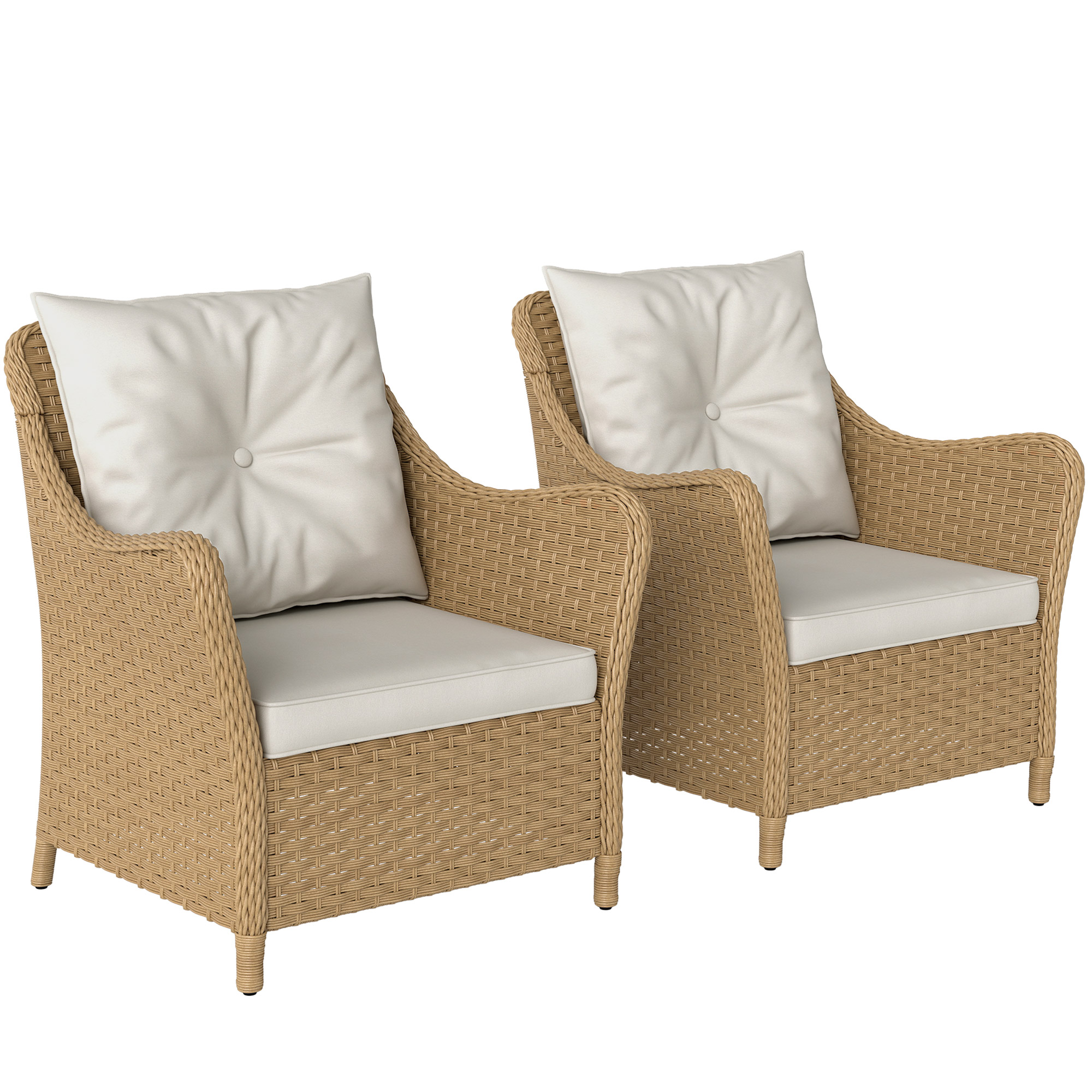 SUNVISTA Rattan Garden Chairs Set of 2 Outdoor Rattan Chairs Beige - Life Essentials