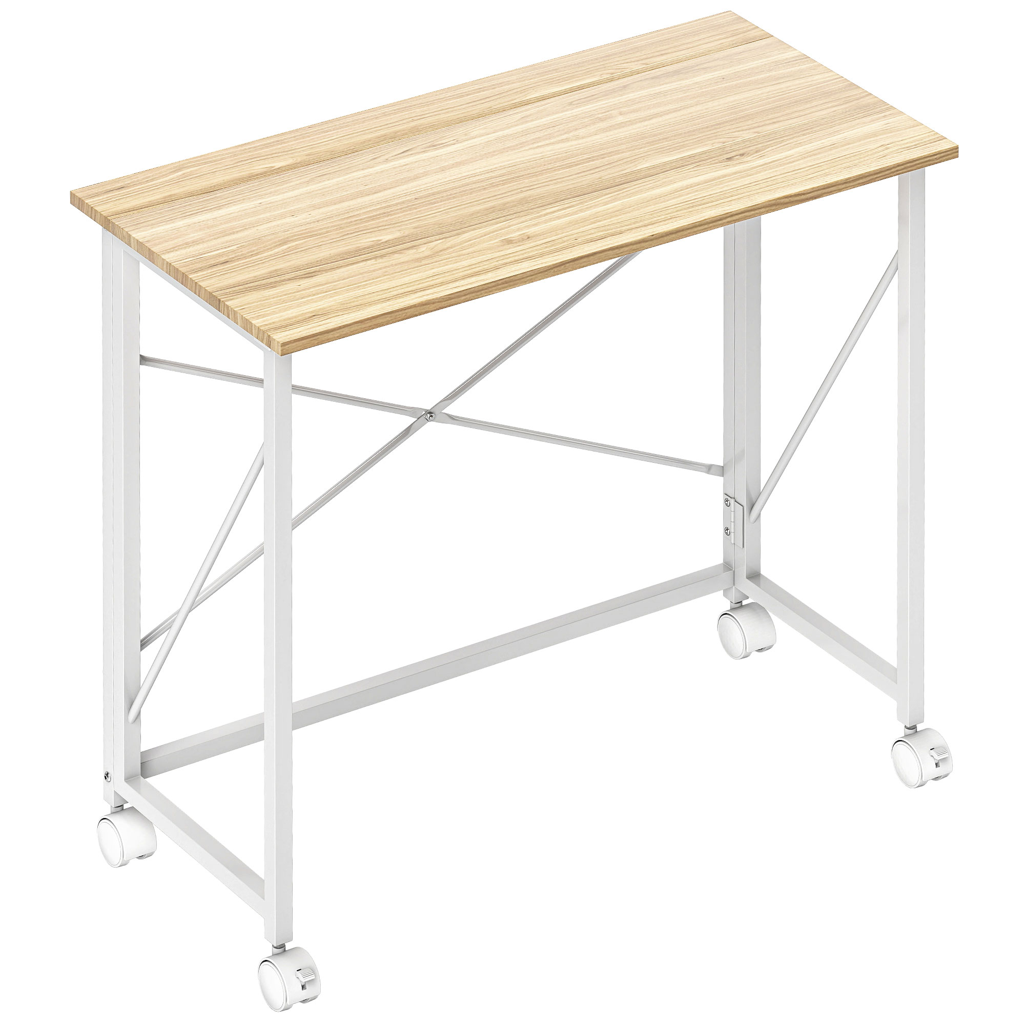 HERON 80 cm Folding Desk on Wheels Natural Tone - Life Essentials