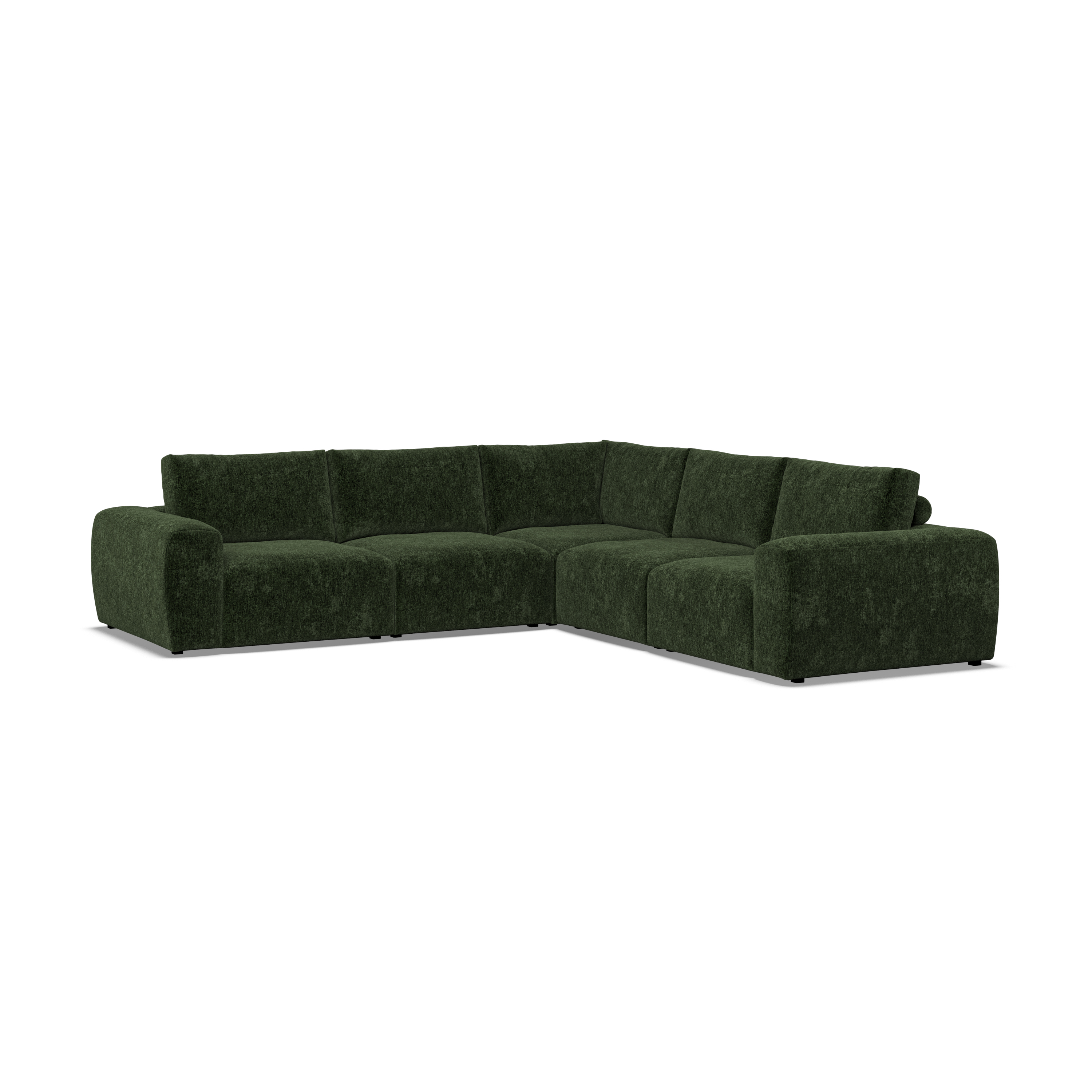 Corner Sofa - GRAZ Fabric 5 Seater Left Hand Facing - Bottle Green - Edgbaston Living