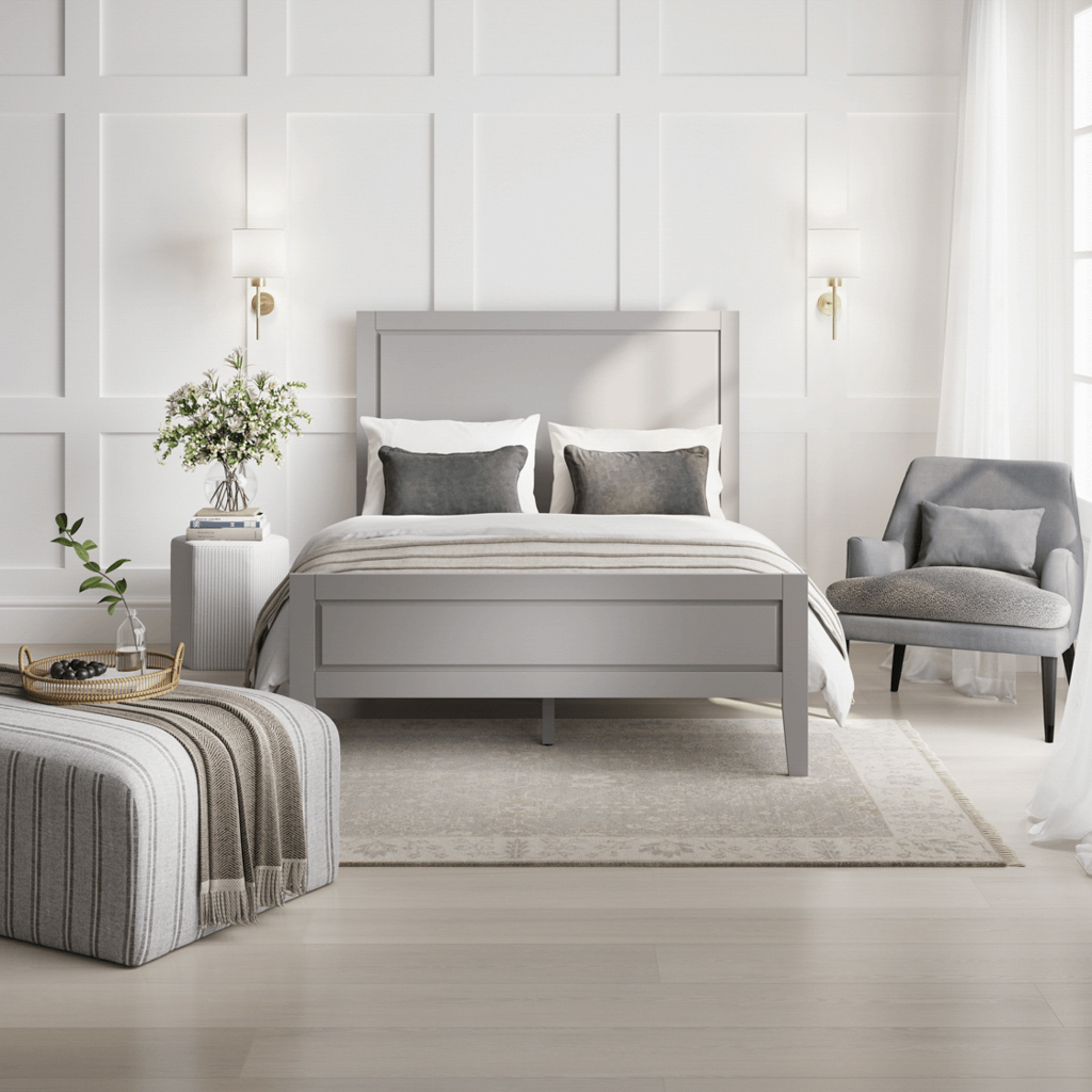 MONTCLAIR Fabric Armchair - Soft Grey - Leeds Plywood