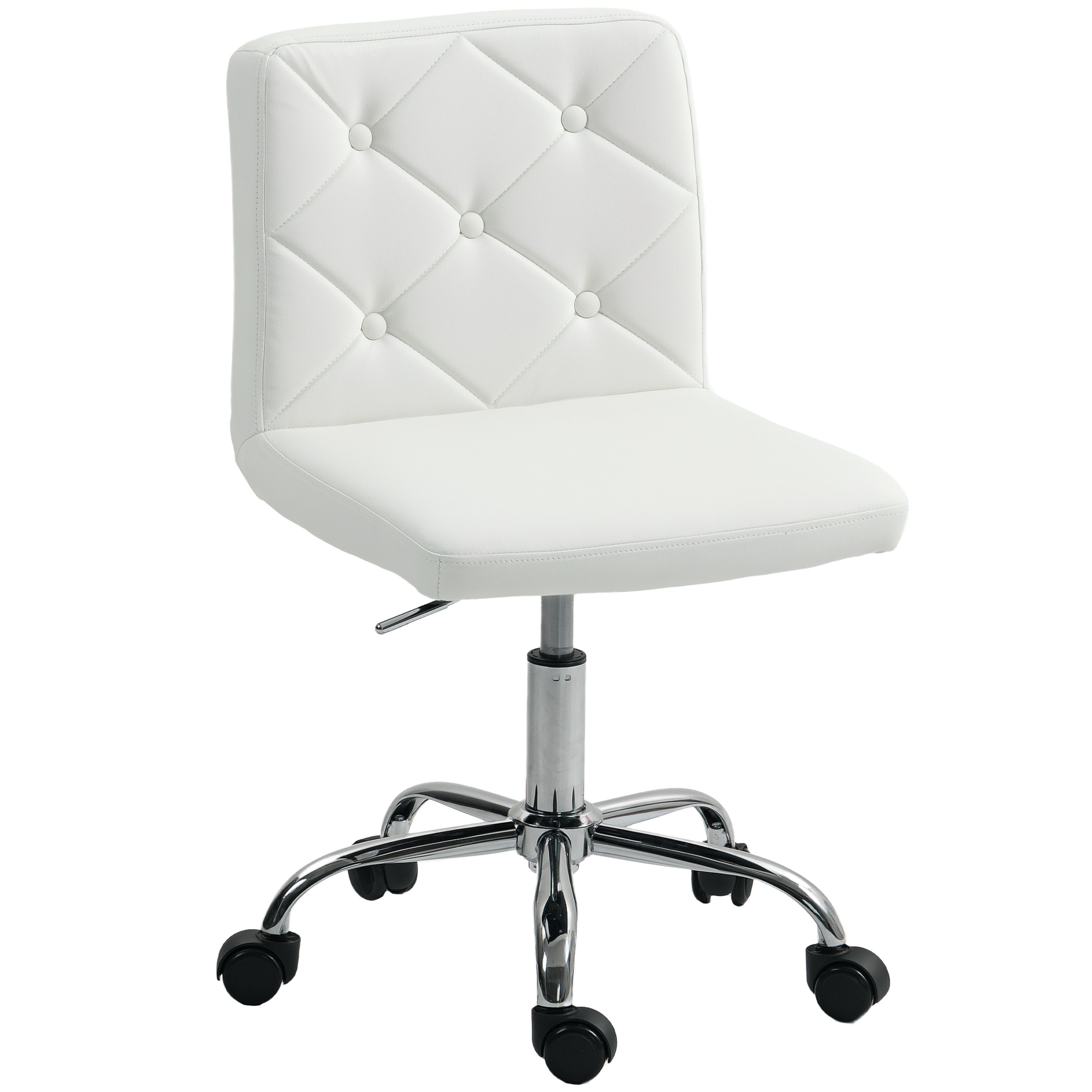 HERON PU Leather Armless Office Chair Modern Vanity Computer White - Life Essentials