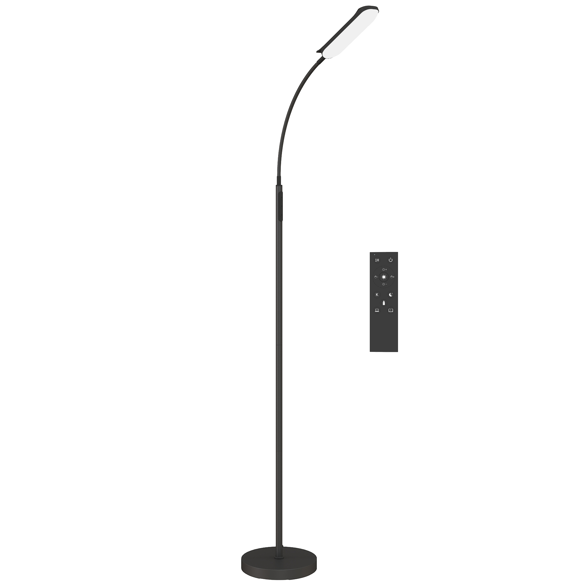 HERON LED Floor Lamp Standing Lamp with Remote & Touch Control Black - Life Essentials