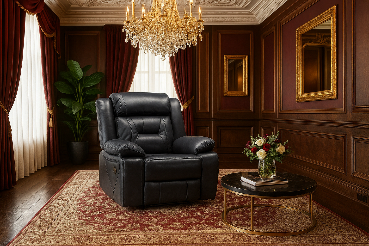 NAVONE Leather Single Recliner Sofa - Black - Sofa So Good