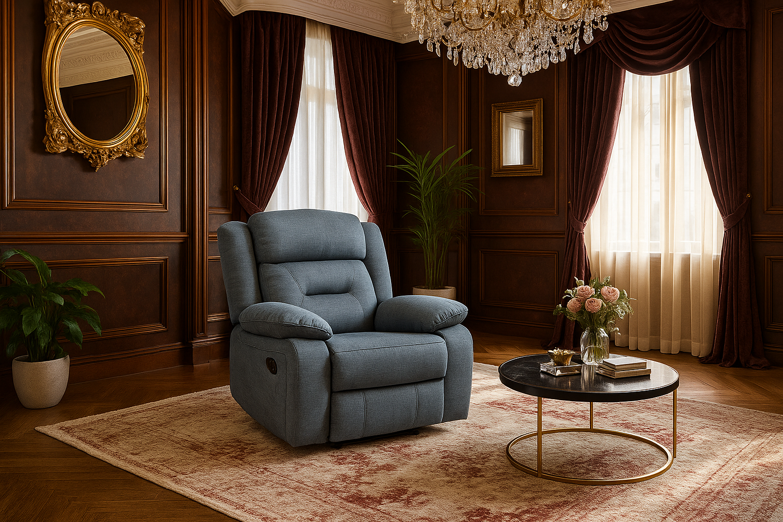 NAVONE Fabric Single Recliner Sofa - Grey - Sofa So Good