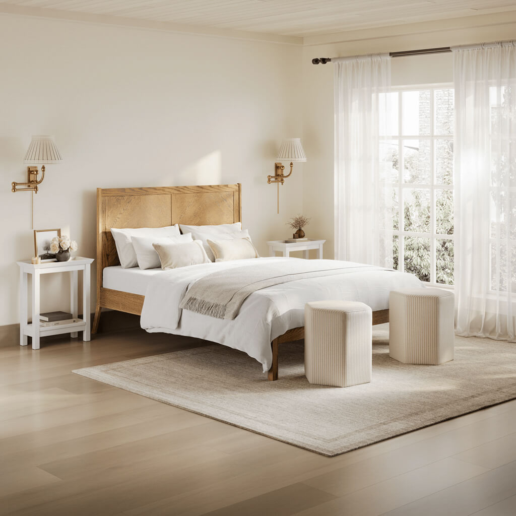 PALMERA Kingsize Wooden Bedframe - Smoked - Leeds Plywood